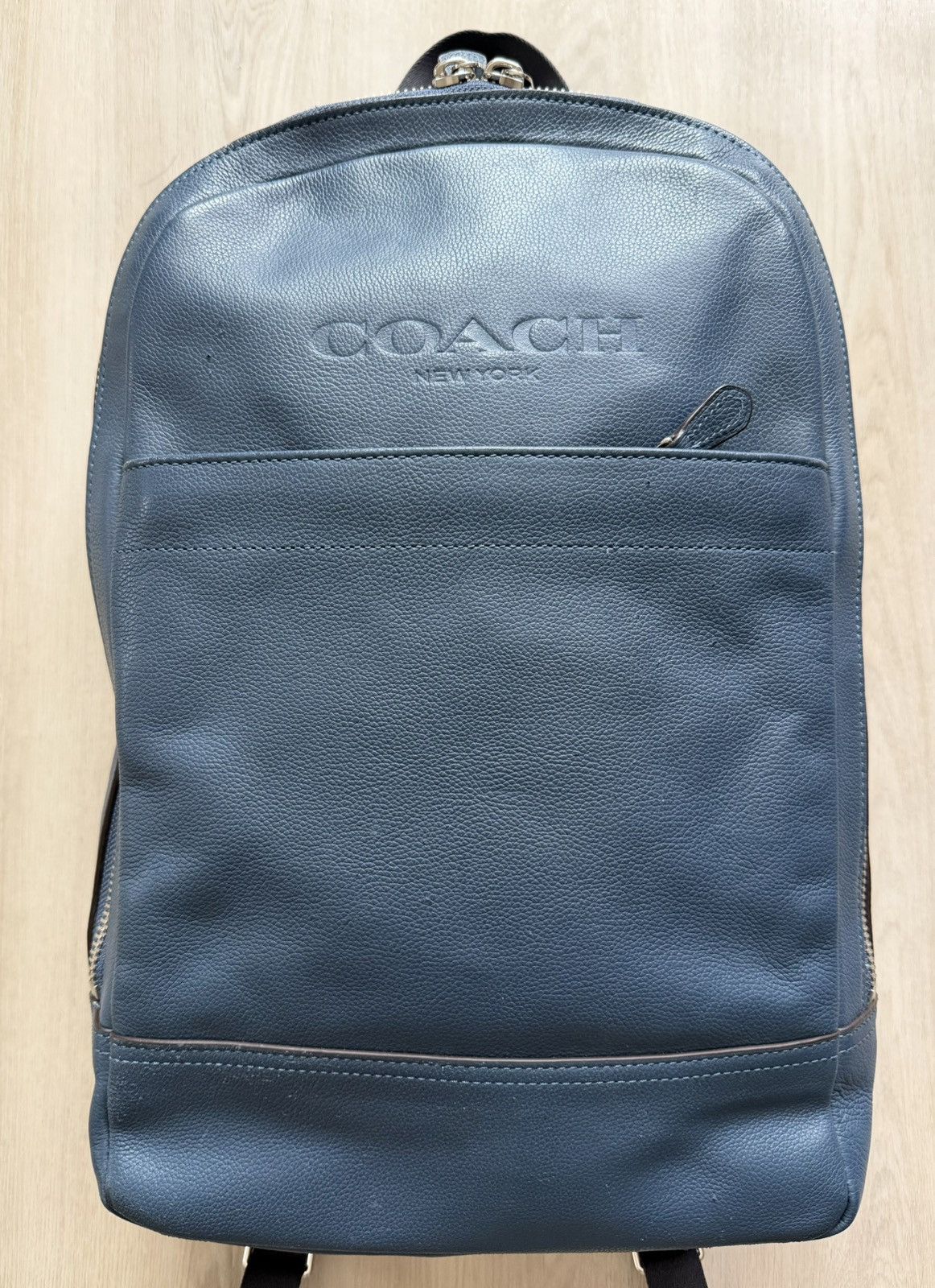 Coach Coach Charles Slim Backpack Navy Leather Used Backpack Bag Size ONE SIZE - 2 Thumbnail