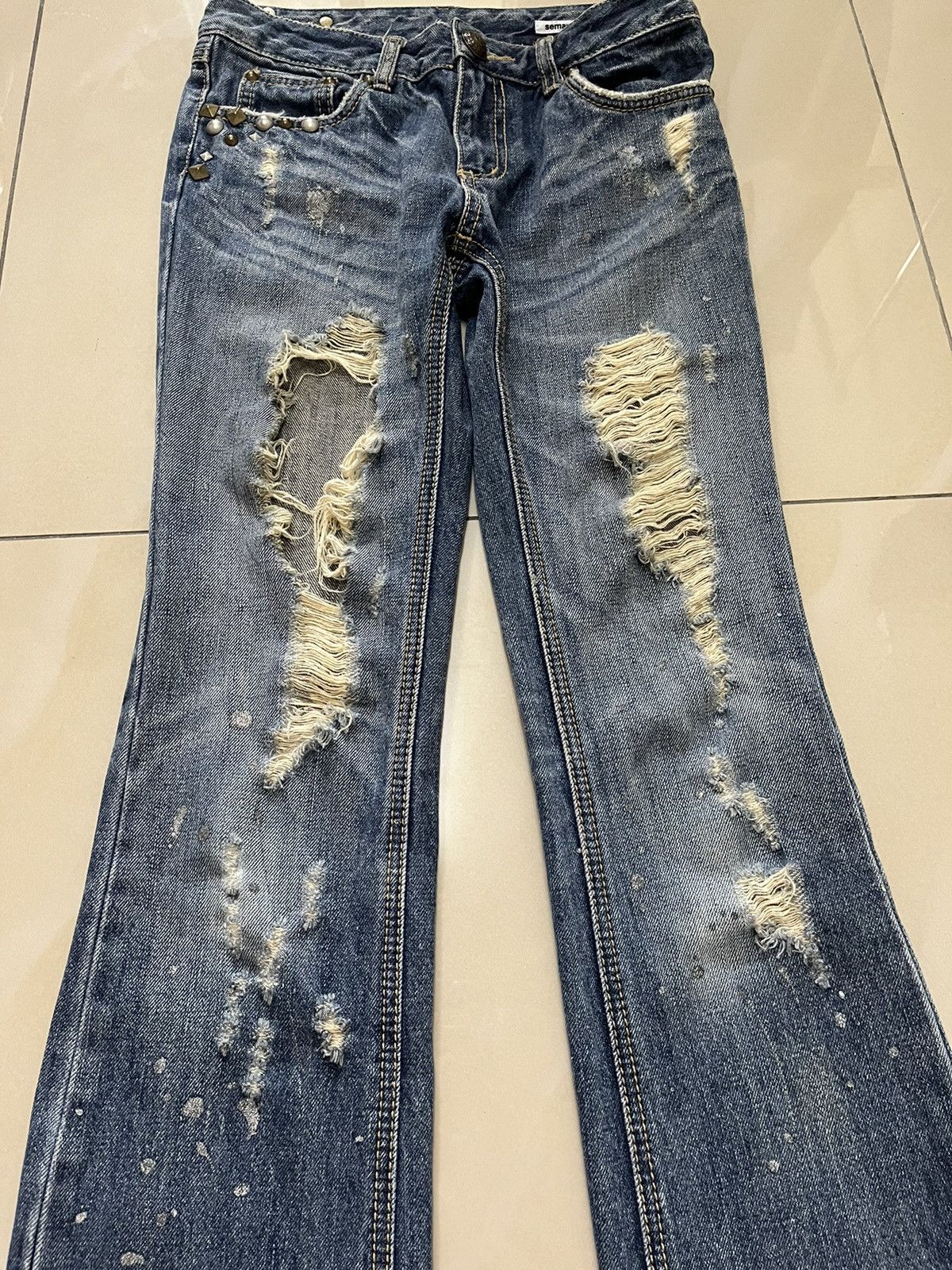 Hysteric Glamour Semantic Design distressed flared silver dust low rise F1 Size US 28 / EU 44 - 4 Thumbnail
