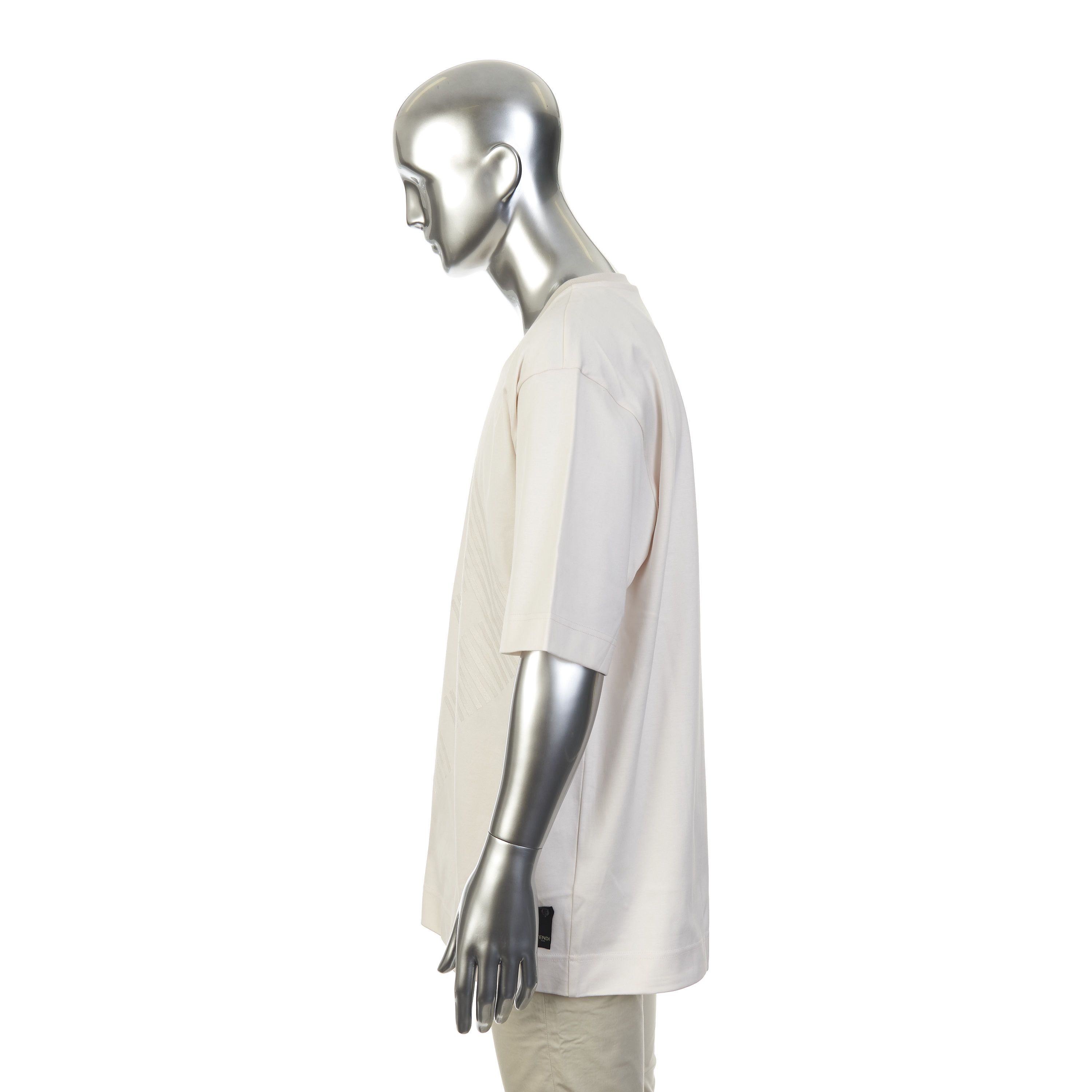 Fendi T-Shirt In Offwhite Cotton With Fendi Motif Embroidery Size US XXL / EU 58 / 5 - 4 Thumbnail