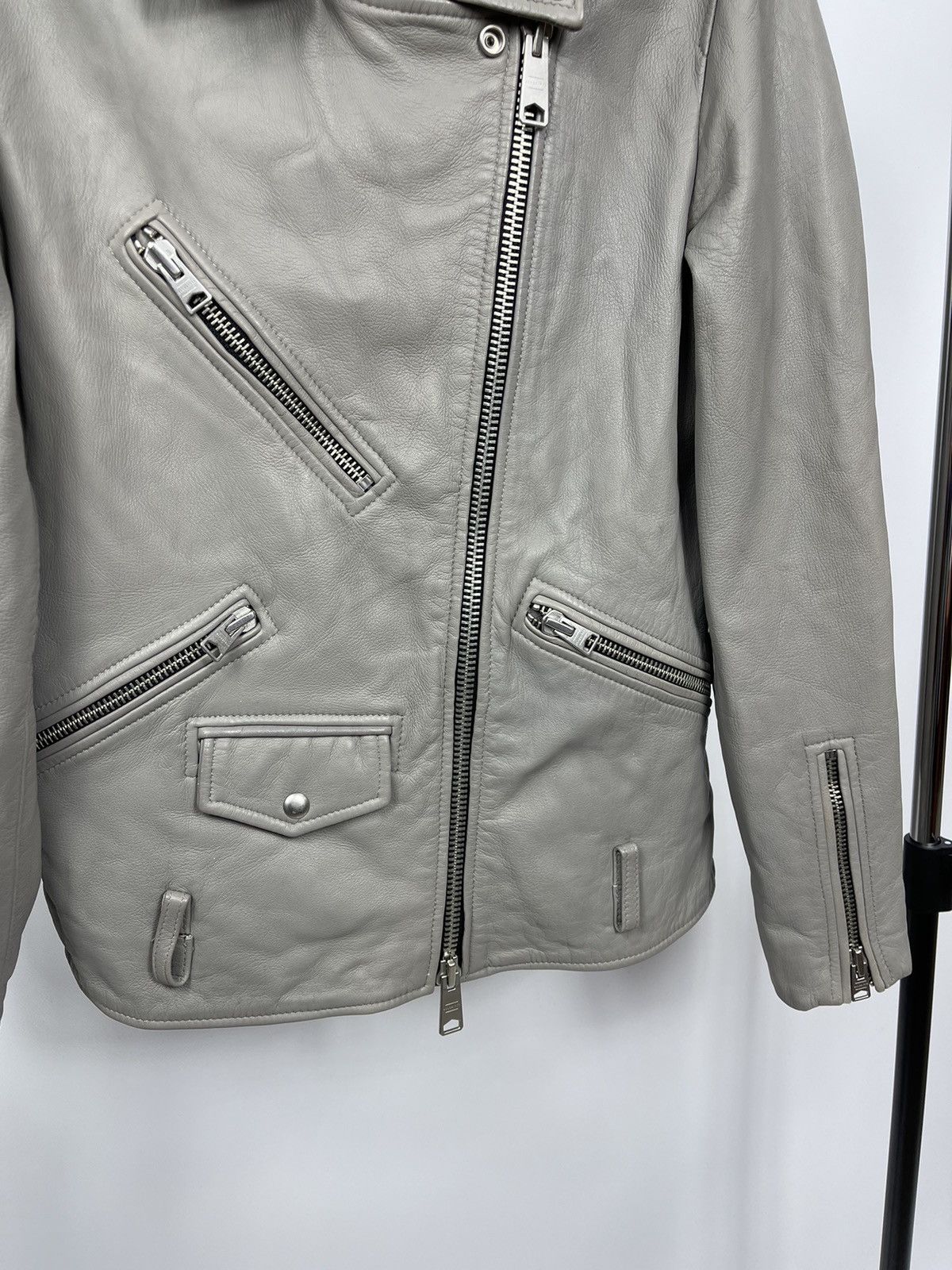 Allsaints AllSaints Men’s Leather Oversized Biker Jaket Size S Grey Size US S / EU 44-46 / 1 - 4 Thumbnail