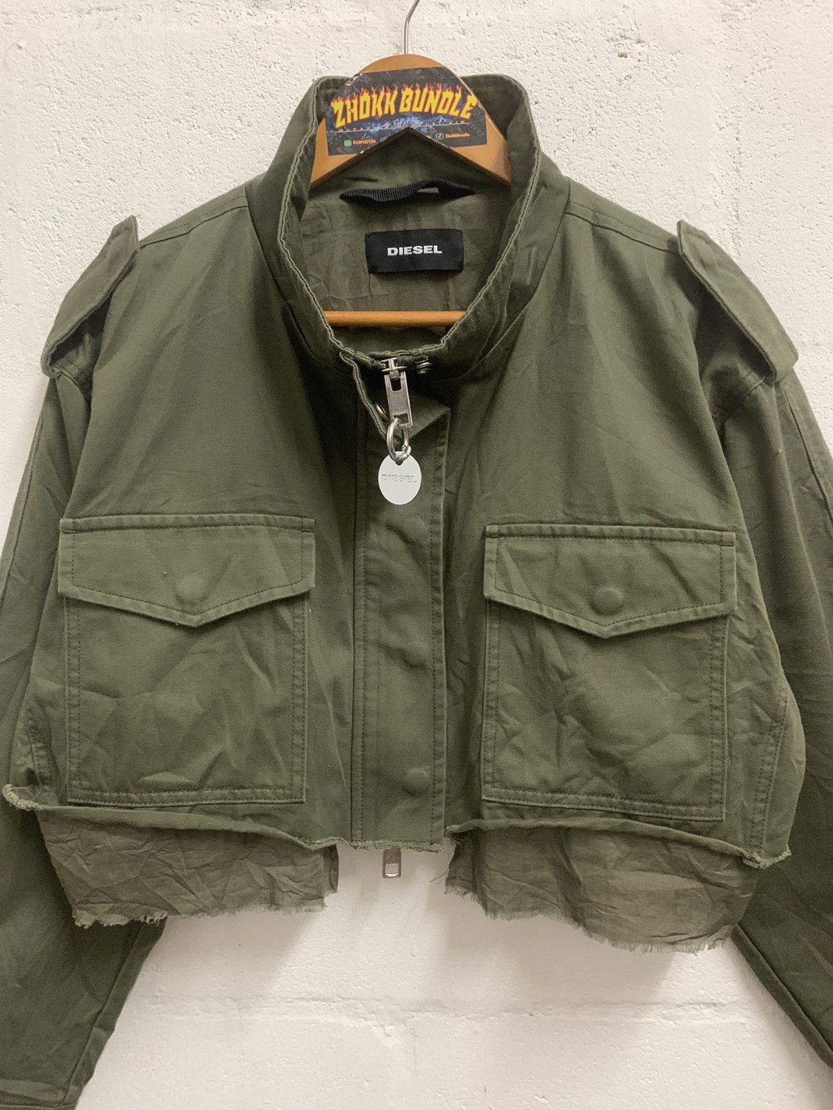 Diesel Vintage Diesel Cropped Military Style Jacket Size XL / US 12-14 / IT 48-50 - 3 Thumbnail