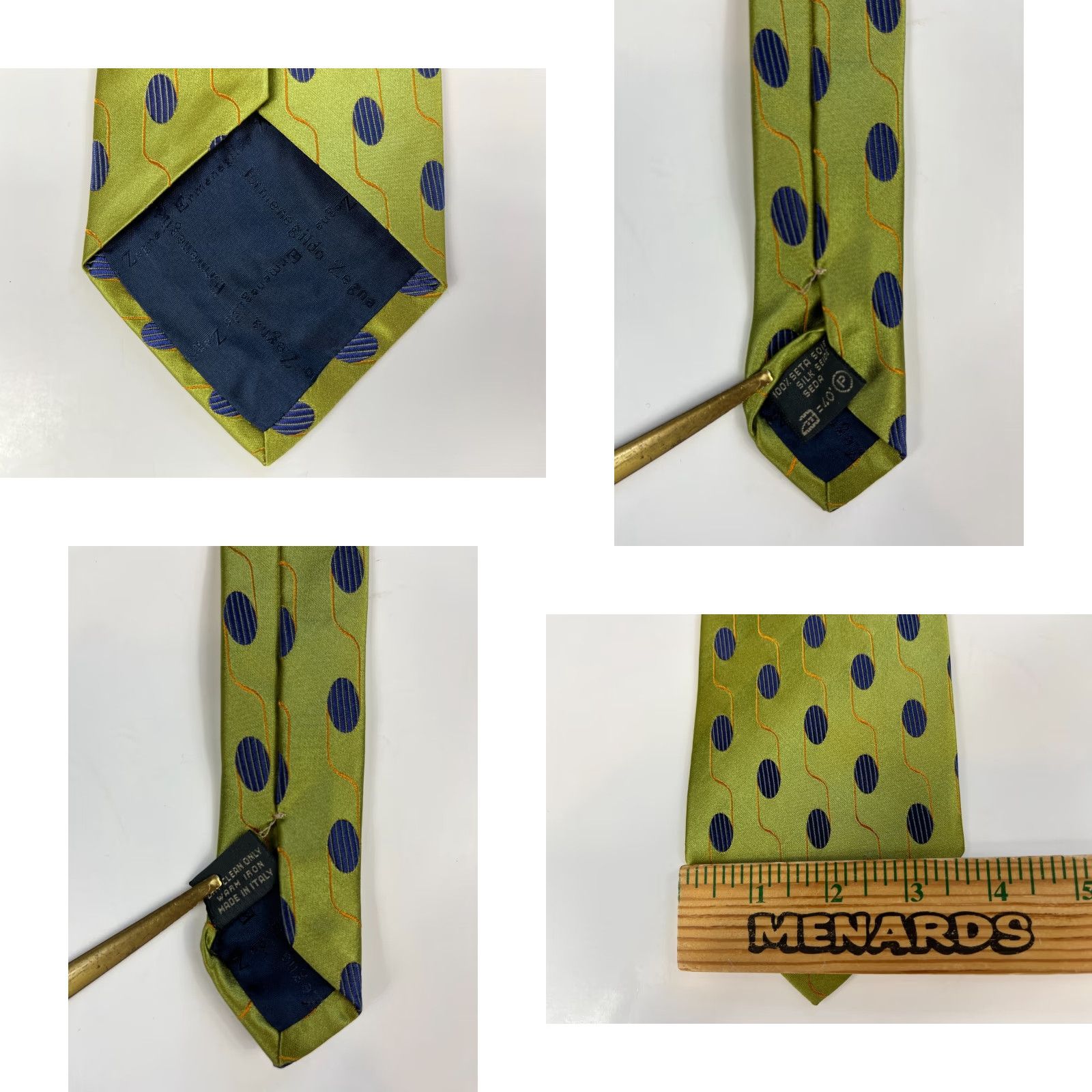 Ermenegildo Zegna Ermenegildo Zegna Men's Silk Tie Geometric Green Made in Italy - Tie - 57.75" x 3.75" - 100% Silk - Classic Length - Italy - Designer Mens Accessories Size ONE SIZE - 8 Thumbnail