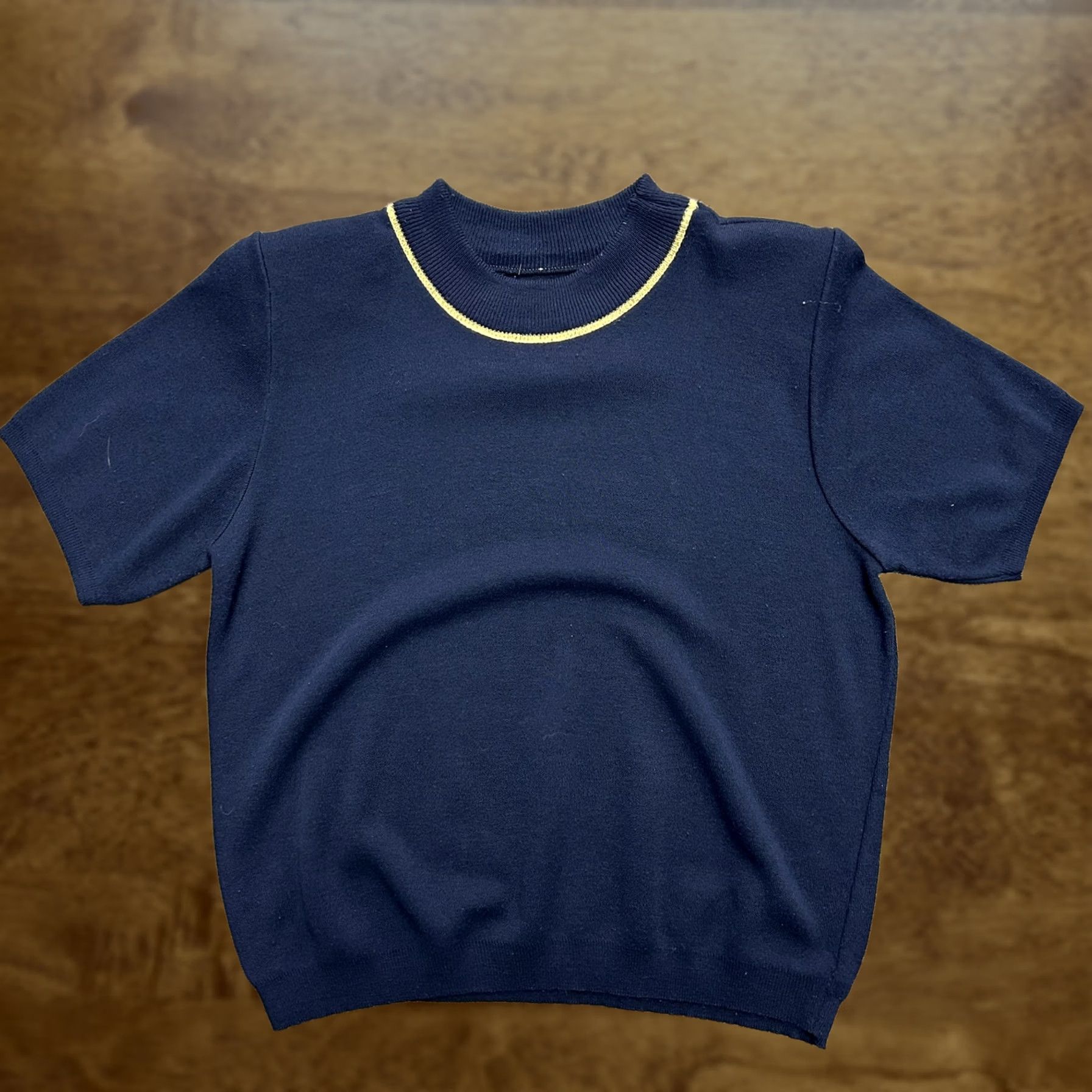 Vintage Navy Knit Pullover Womens Medium - Mock Neck Sweater Size S / US 4 / IT 40 - 1 Thumbnail
