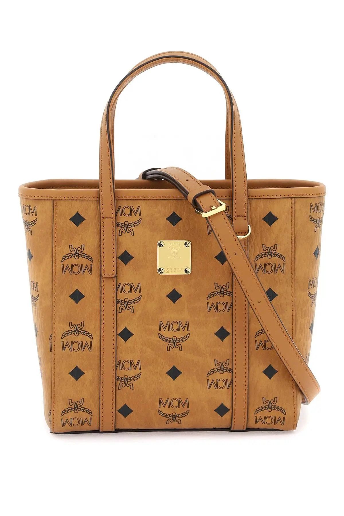 image of MCM O1S22I1N1223 Aren Mini Tote Bag In Brown, Women's