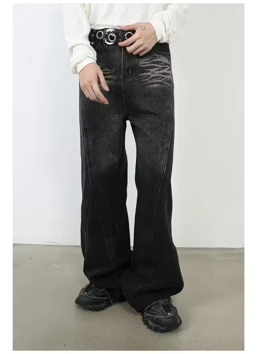 Designer × Japanese Brand Black washed baggy jeans Size US 34 / EU 50 - 1 Thumbnail