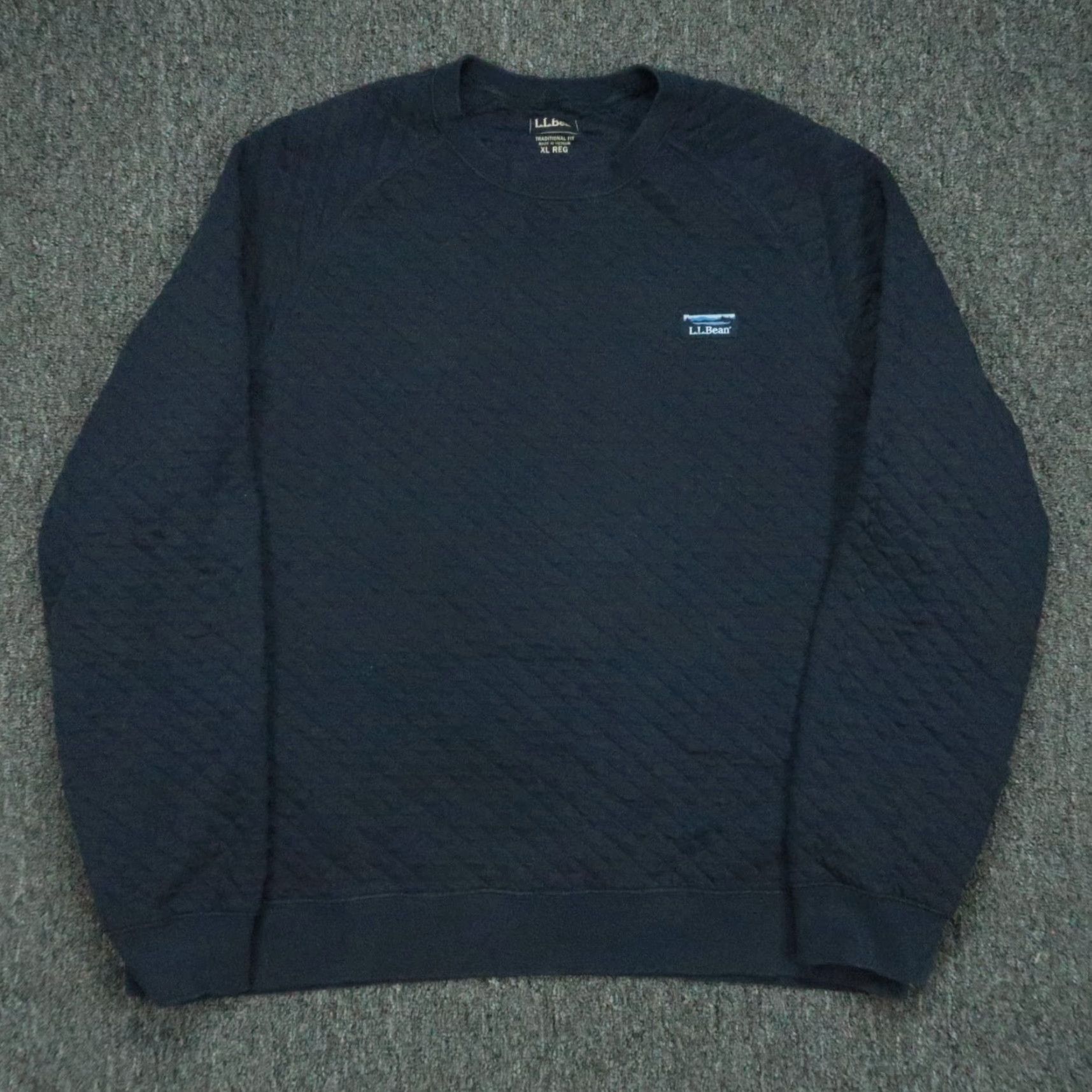 Vintage LL Bean Mens XL Blue Quilted Sweatshirt Pullover Crew Extra Large Size US XL / EU 56 / 4 - 2 Thumbnail