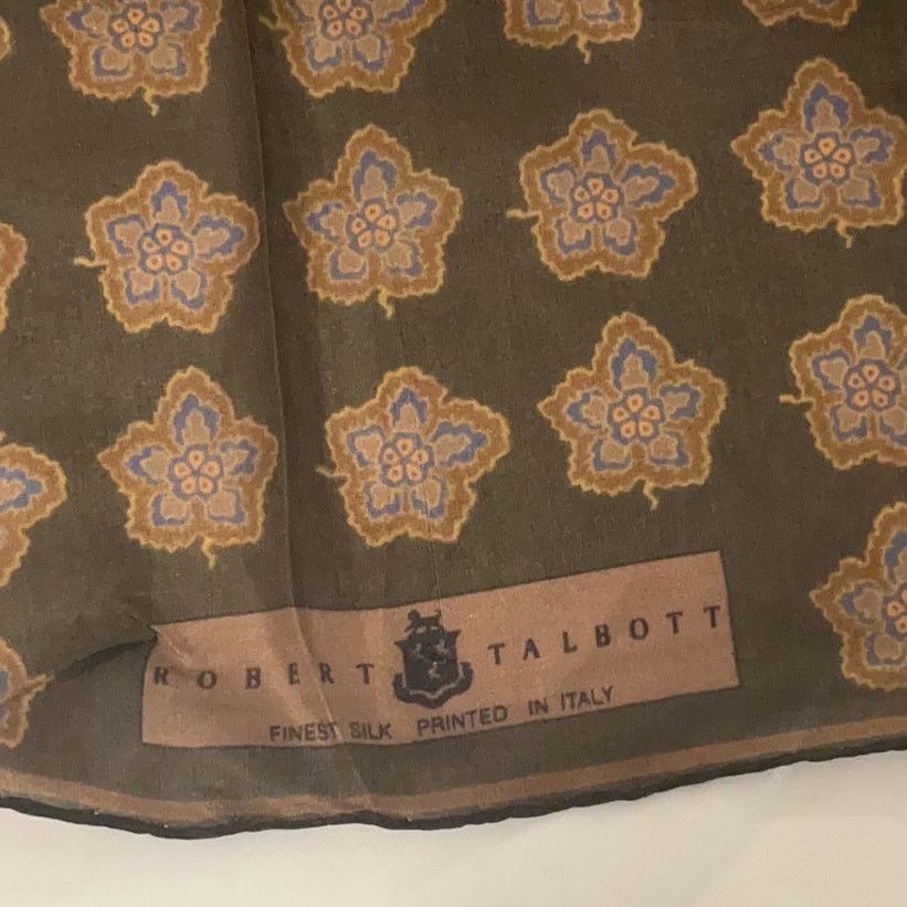 Robert Talbott ROBERT TALBOTT Fine Silk Scarf - Brown / Blu - Semi Sheer Size ONE SIZE - 7 Thumbnail