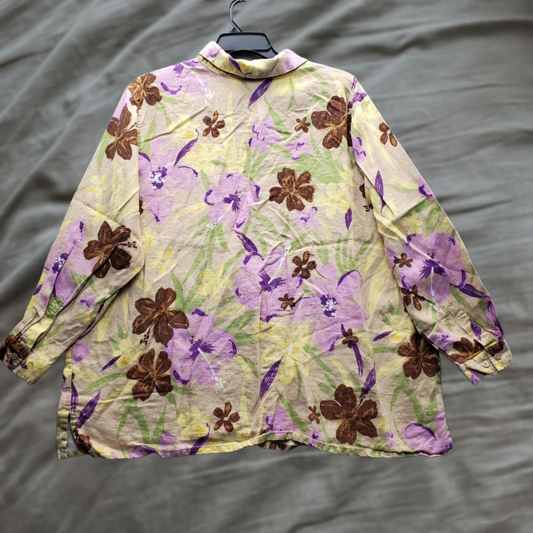 Avenue Avenue Shirt Womens 26/28 Floral Linen Button-Up Collared | Multicolor Casual Long Sleeve Shirt Womens Size 26 Size 4XL / US 24-26 - 1 Thumbnail