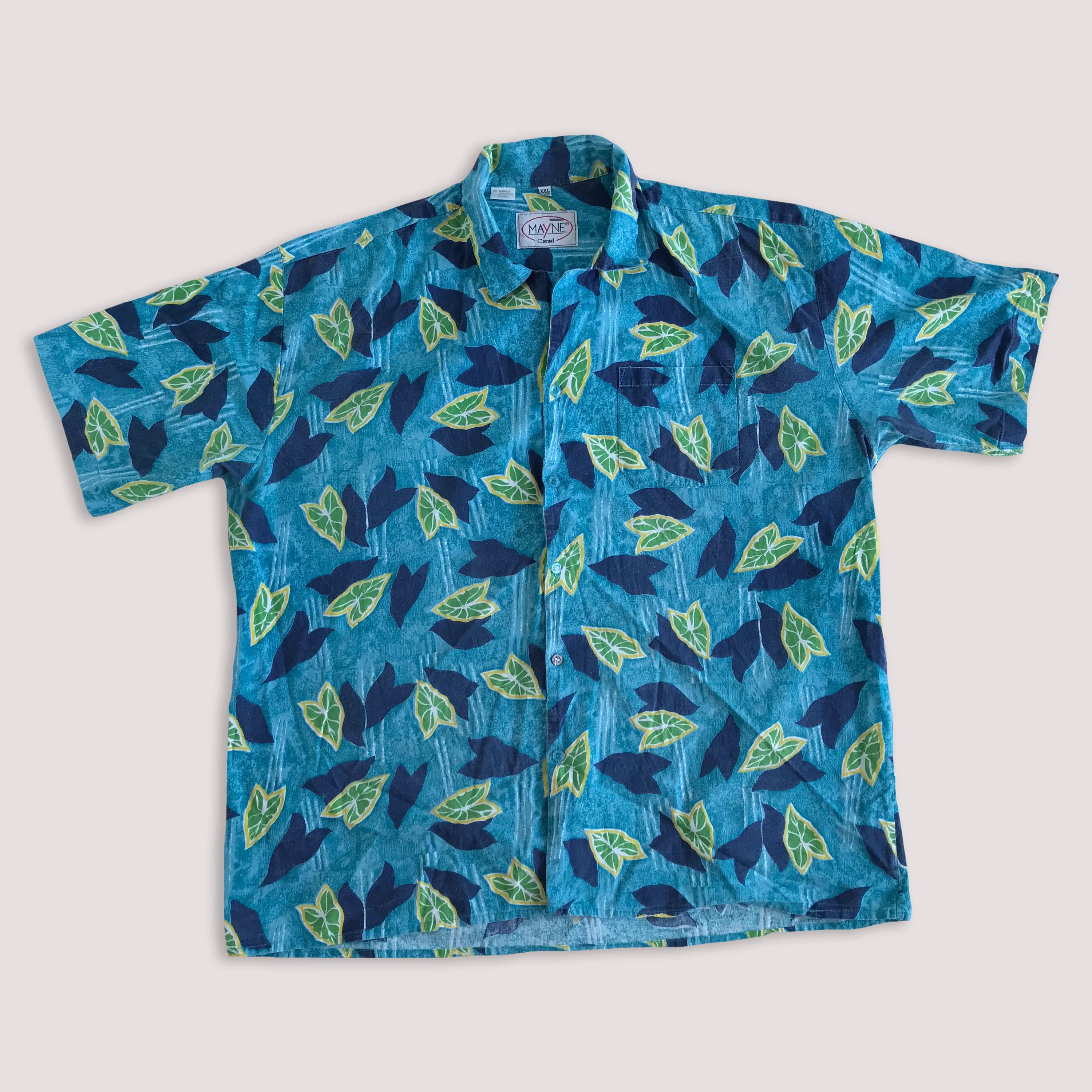 Vintage 90s Hawaiian Button Up Shirt Lemons Leaf Funky Oversize Size US XXL / EU 58 / 5 - 2 Thumbnail
