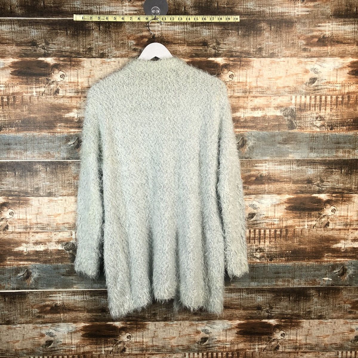 Homespun Knitwear DLL VIS Green fur shaggy mohair Cardigan Knitwear #C355 Size US M / EU 48-50 / 2 - 12 Thumbnail