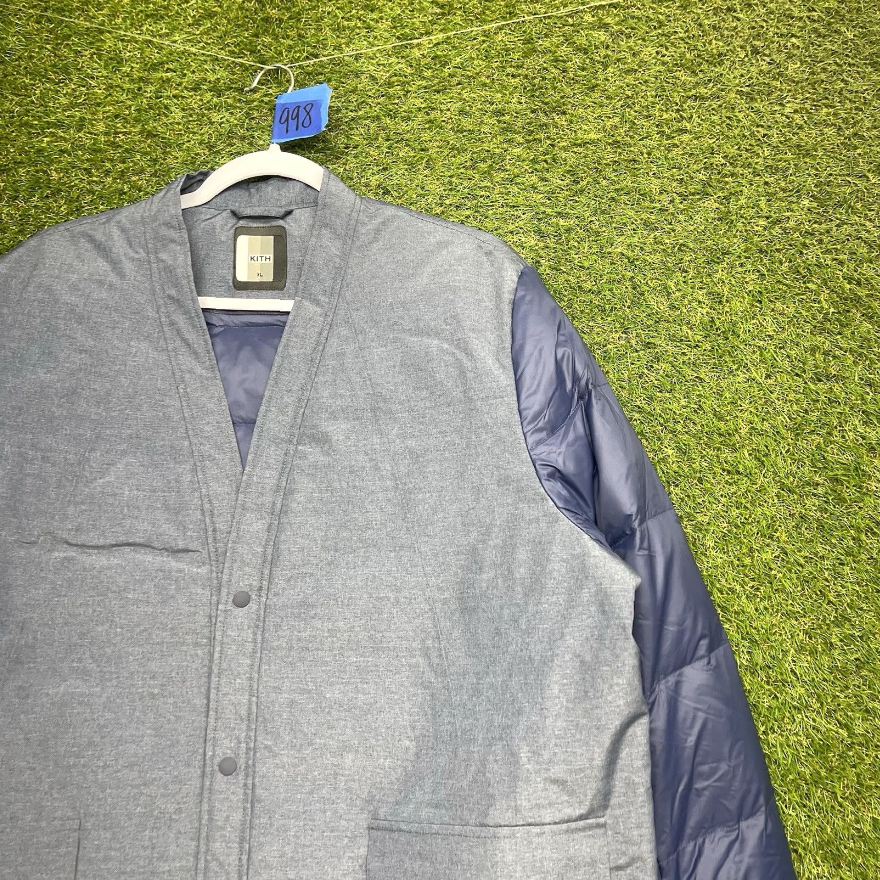 Kith KITH Jacket Mens XL Ericcon Tech Blazer Navy Melange Snap Close Puffer Sleeve Size 46R - 3 Thumbnail