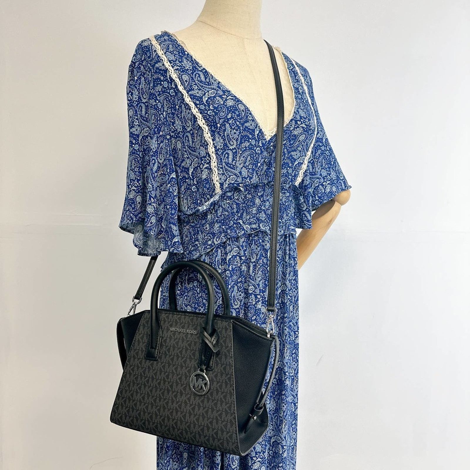 Michael Kors MICHAEL KORS 35F1S4VM2B AVRIL SM LOGO TOP-ZIP SATCHEL BLACK Size ONE SIZE - 2 Thumbnail