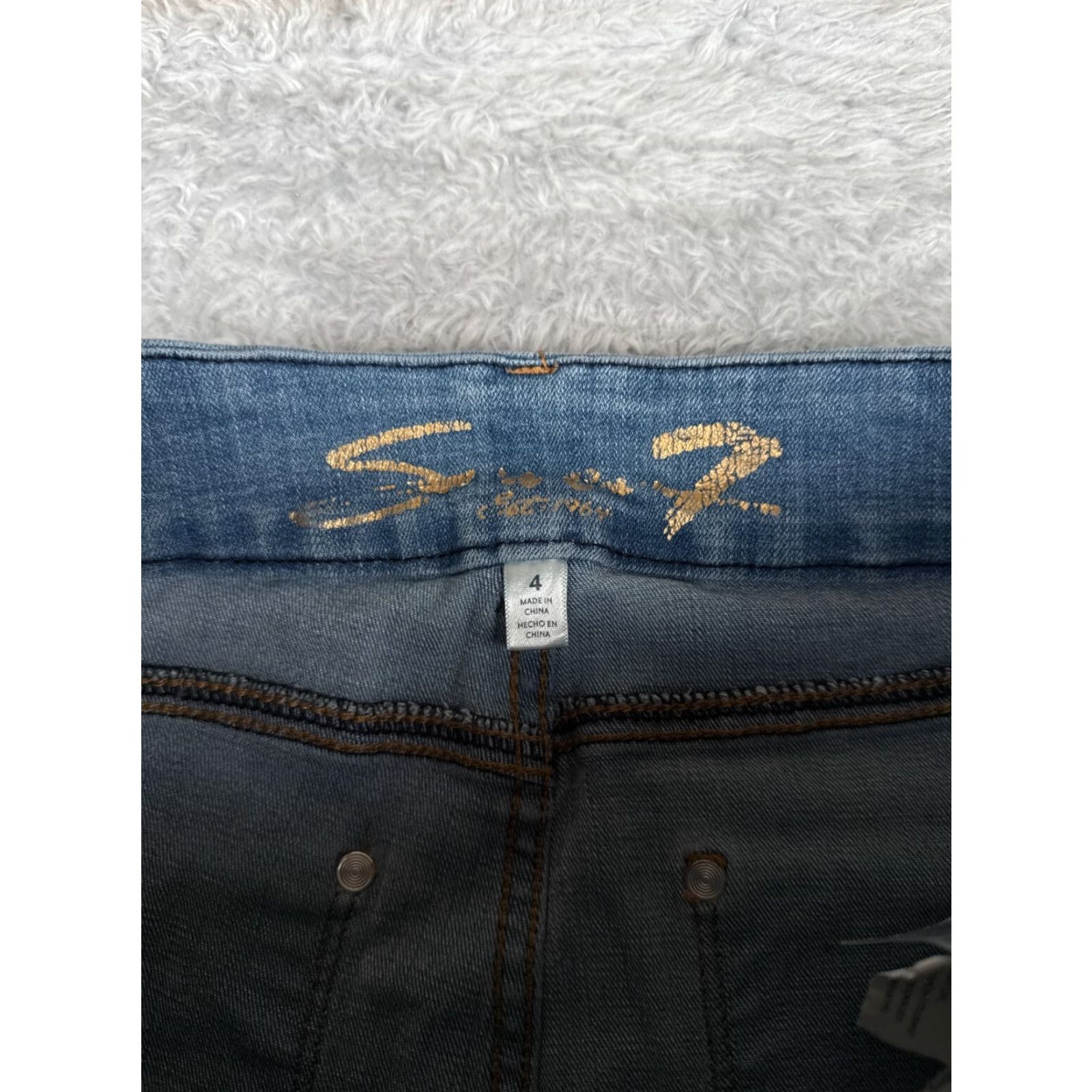 Vintage VINTAGE Seven7 Jeans Women 4 Blue Denim Tummyless High Rise Skinny Cotton 27x28 Size 27" / US 4 / IT 40 - 6 Thumbnail