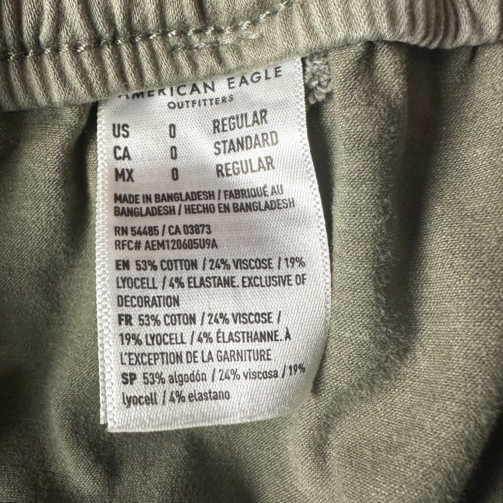 American Eagle Outfitters VINTAGE American Eagle Pants Womens 0 Khaki Green Cotton Stretch Tapered Leg Pockets Size 25" / US 0 / IT 36 - 5 Thumbnail
