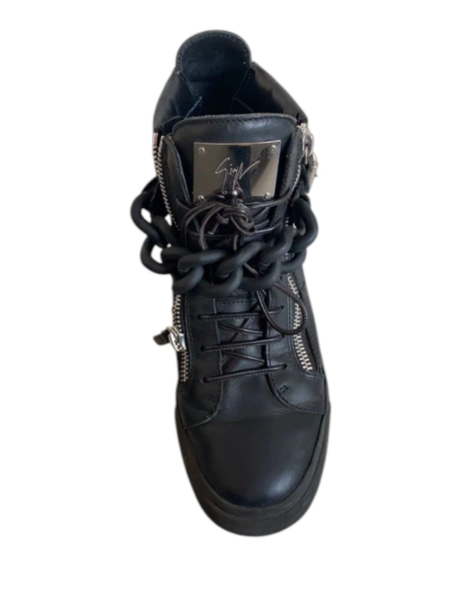 Giuseppe Zanotti Giuseppe Zanotti Black Leather Chunky Chain Hi‑Top, EU 40 Size US 7 / EU 40 - 3 Thumbnail