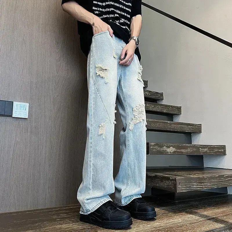 Japanese Brand Retro loose wide leg slightly flared denim jeans Size US 32 / EU 48 - 1 Thumbnail