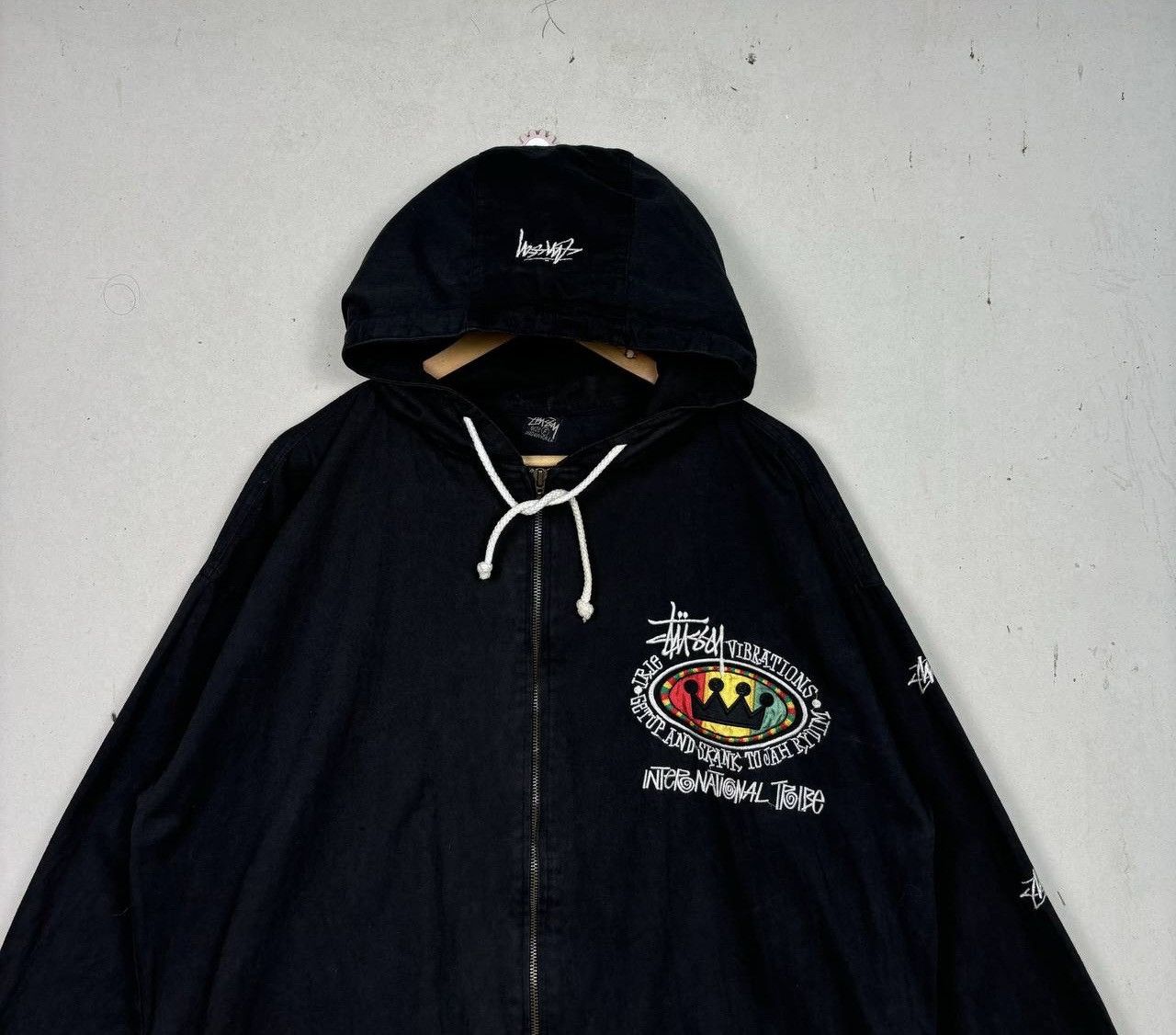 Stussy Vtg 90s Stussy Vibrations Tribe Irie Zip Hoodie Black L Size US L / EU 52-54 / 3 - 4 Thumbnail