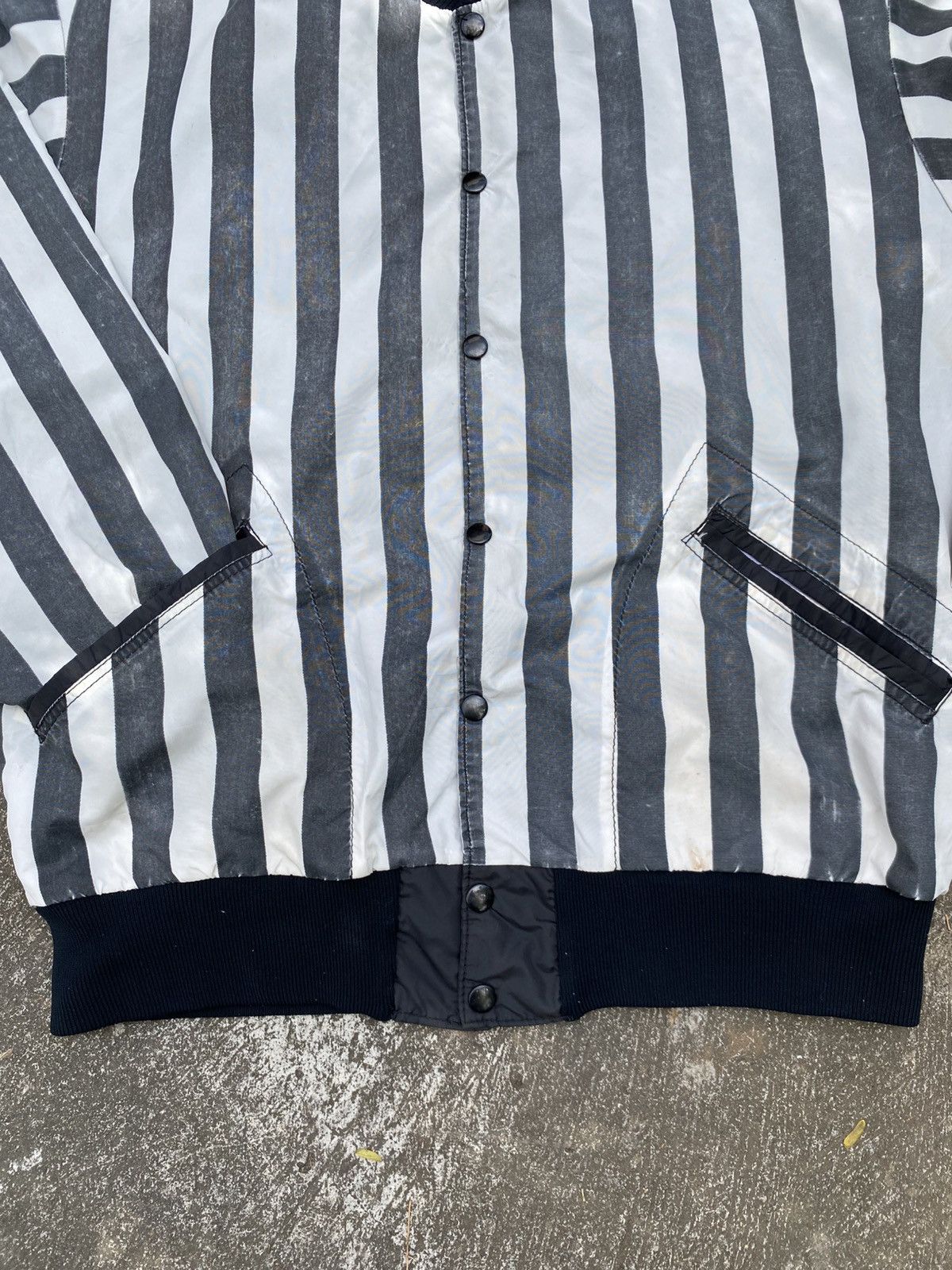 Vintage NFIOA Black and White Striped Bomber Jacket. Size US XL / EU 56 / 4 - 4 Thumbnail