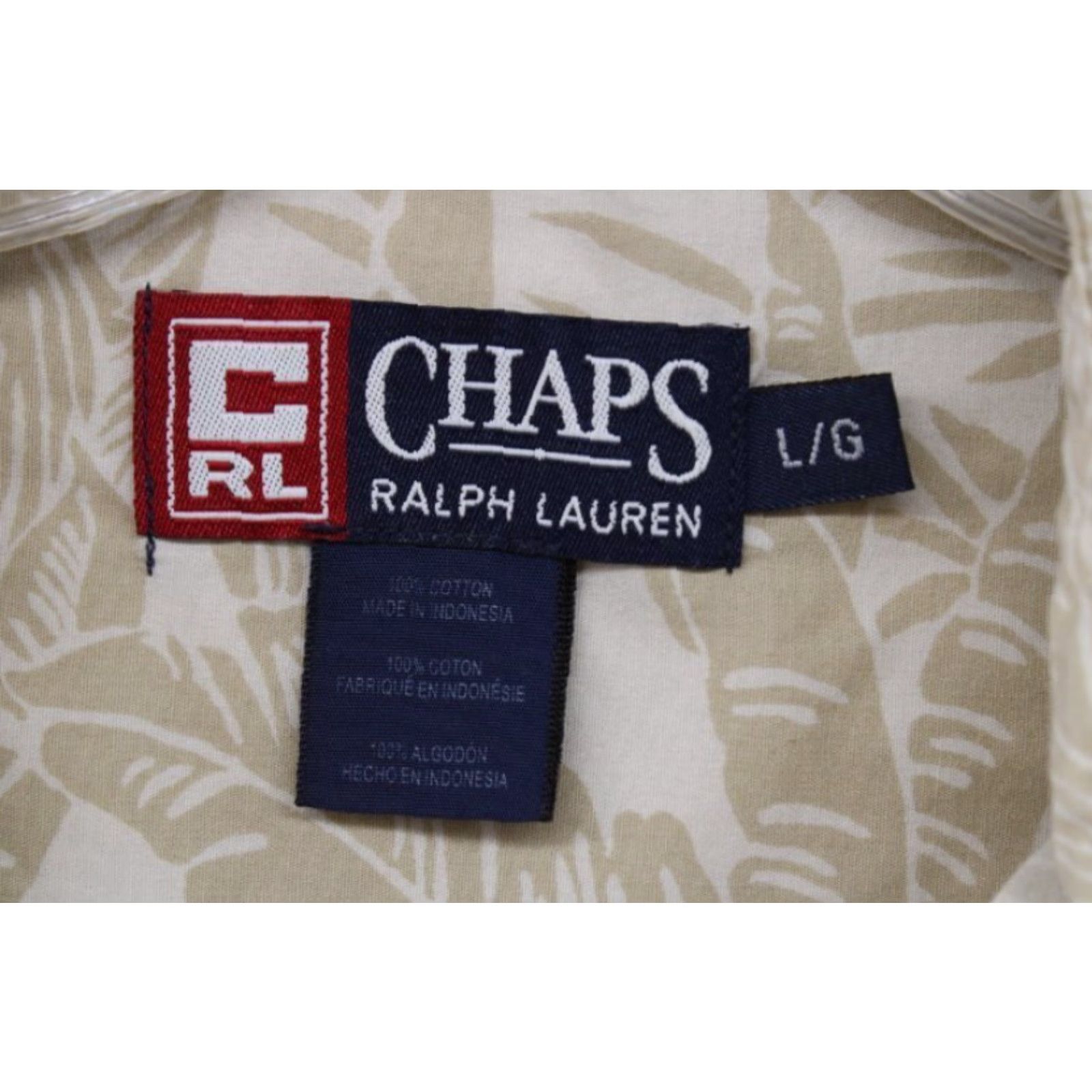 Chaps VTG Chaps Ralph Lauren Shirt Men's L Beige Hawaiian Floral Cotton Short Sleeve Size US L / EU 52-54 / 3 - 6 Thumbnail