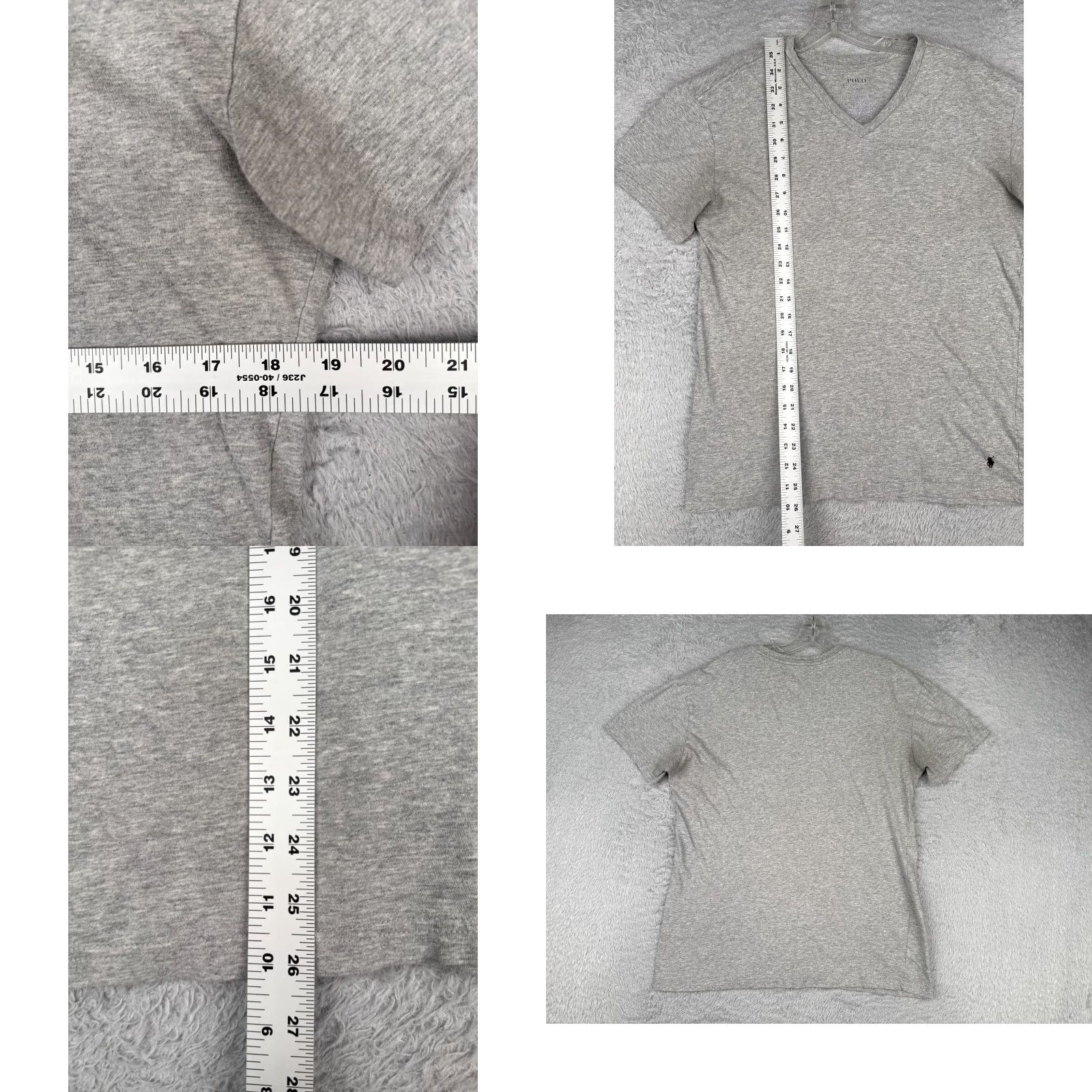 Ralph Lauren Ralph Lauren Slim Fit Shirt Men Large Gray Short Sleeve V-Neck 100% Cotton Jersey Classic Sports Size US L / EU 52-54 / 3 - 8 Thumbnail