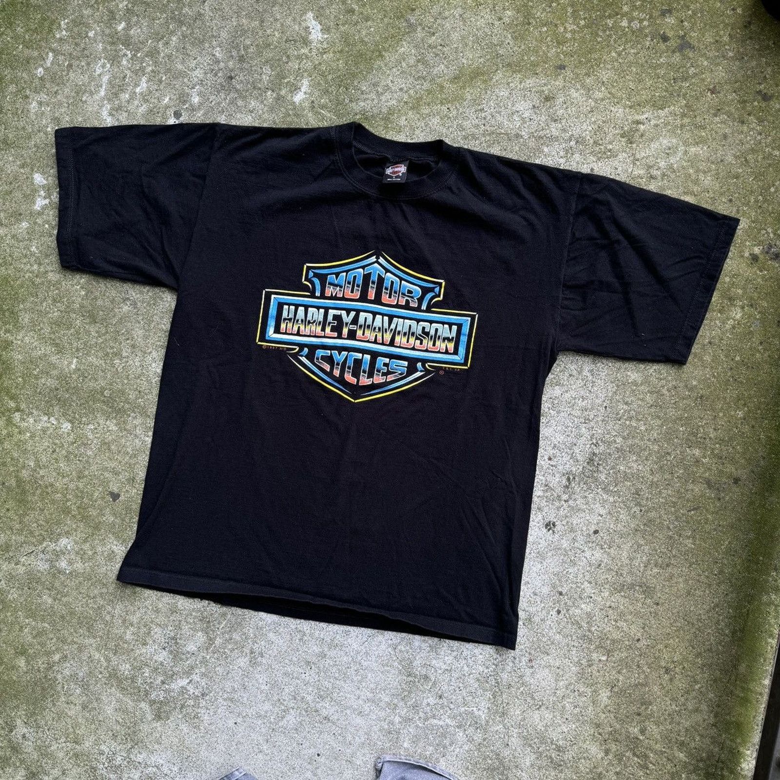 Harley Davidson Harley Oversized Chrome Big Logo Shirt ERD Grunge Biker WCC Size US L / EU 52-54 / 3 - 7 Thumbnail