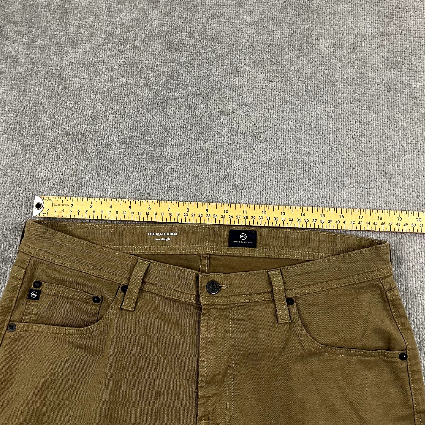 Vintage AG ADRIANO GOLDSCHMIED Pants Men Slim Straight Brown Chino The Matchbox 36 x 29 Size 36 Inseam 36 5-Pocket Design Button Zip Brown Chino Men Slim Size US 29 - 6 Thumbnail