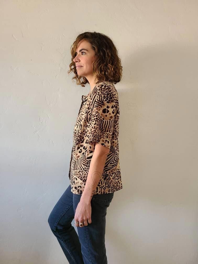 Designer Vintage 90's Cheetah/tiger button up Blouse Size M / US 6-8 / IT 42-44 - 4 Thumbnail