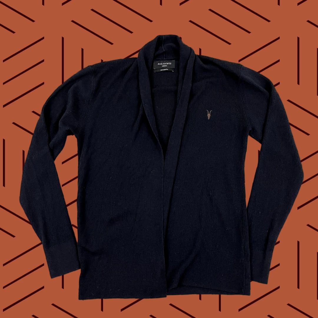 Allsaints ALLSAINTS Sweater Womens Medium Navy Blue Merino Wool Open Cardigan Pullover Size M / US 6-8 / IT 42-44 - 1 Thumbnail