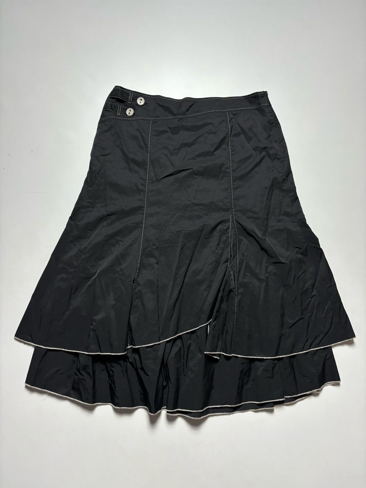Japanese Brand × Vintage ASYMMETRIC MIDI RUFFLE GLAMOUR SKIRT Size 31" - 1 Thumbnail