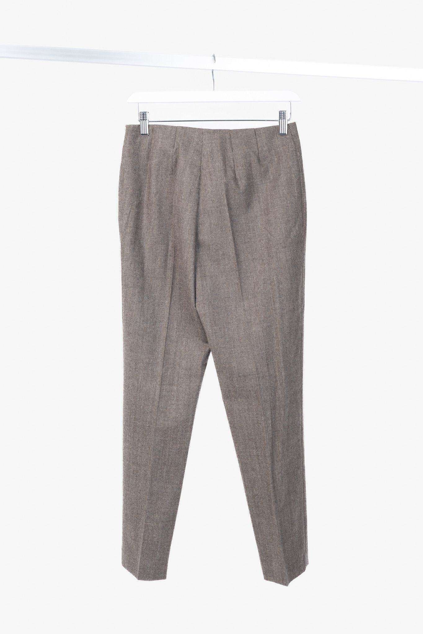 Brunello Cucinelli Brunello Cucinelli Brown Micro-Plaid Stretch-Wool Trousers Size 27" / US 4 / IT 40 - 2 Thumbnail