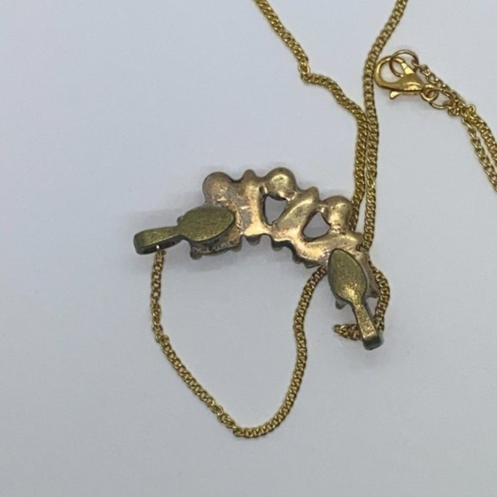 Handmade Gold-Tone Blue Green Rhinestone Necklace Size ONE SIZE - 5 Thumbnail
