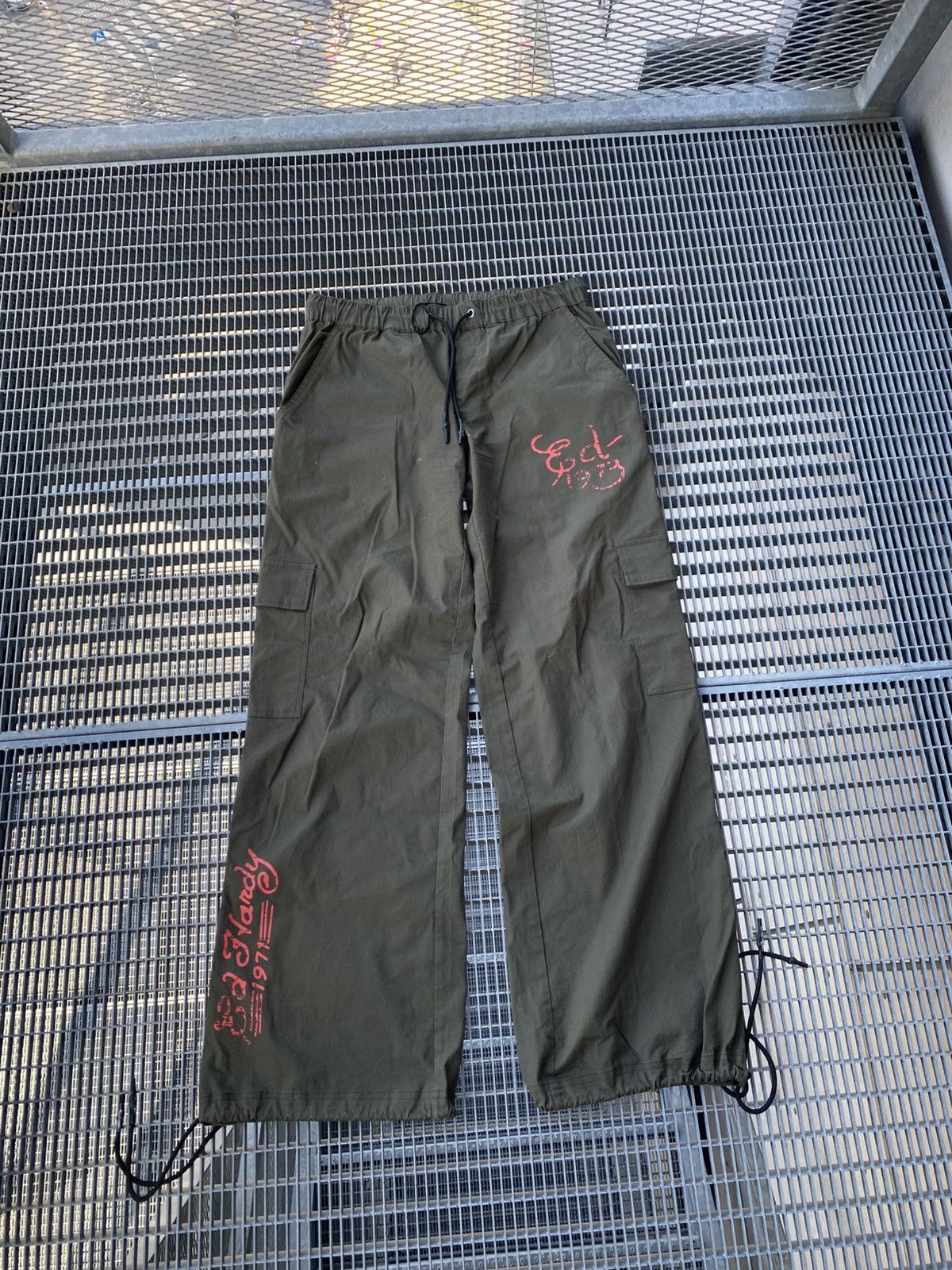 Ed Hardy Ed Hardy Embroidered Logo Parachute Baggy Pants Size US 31 - 2 Thumbnail