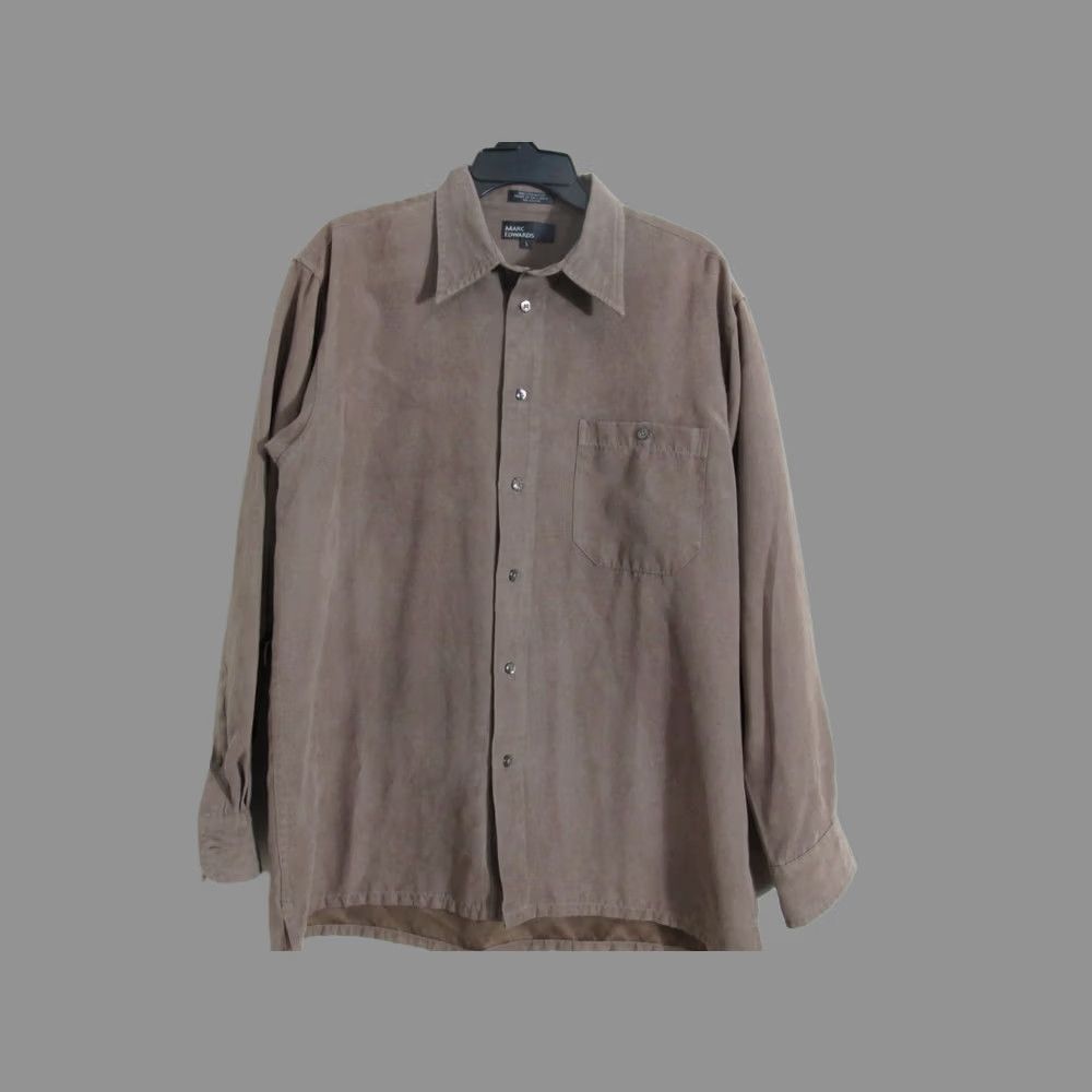 Marcs Marc Edwards Button-Up Shirt Men L Brown 100% Polyester Long Sleeve Pocket Plaid Casual Vintage-style No Size US L / EU 52-54 / 3 - 1 Thumbnail