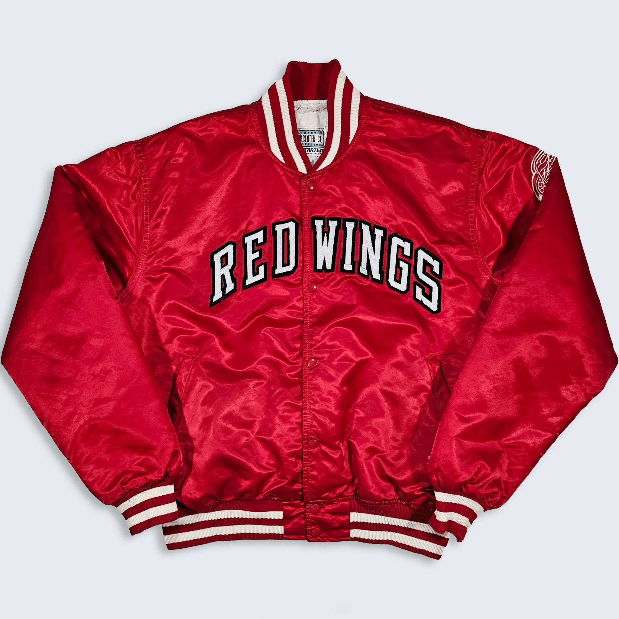 NHL Detroit Red Wings Vintage 80s Starter Satin Bomber Jacket Size US XL / EU 56 / 4 - 1 Thumbnail