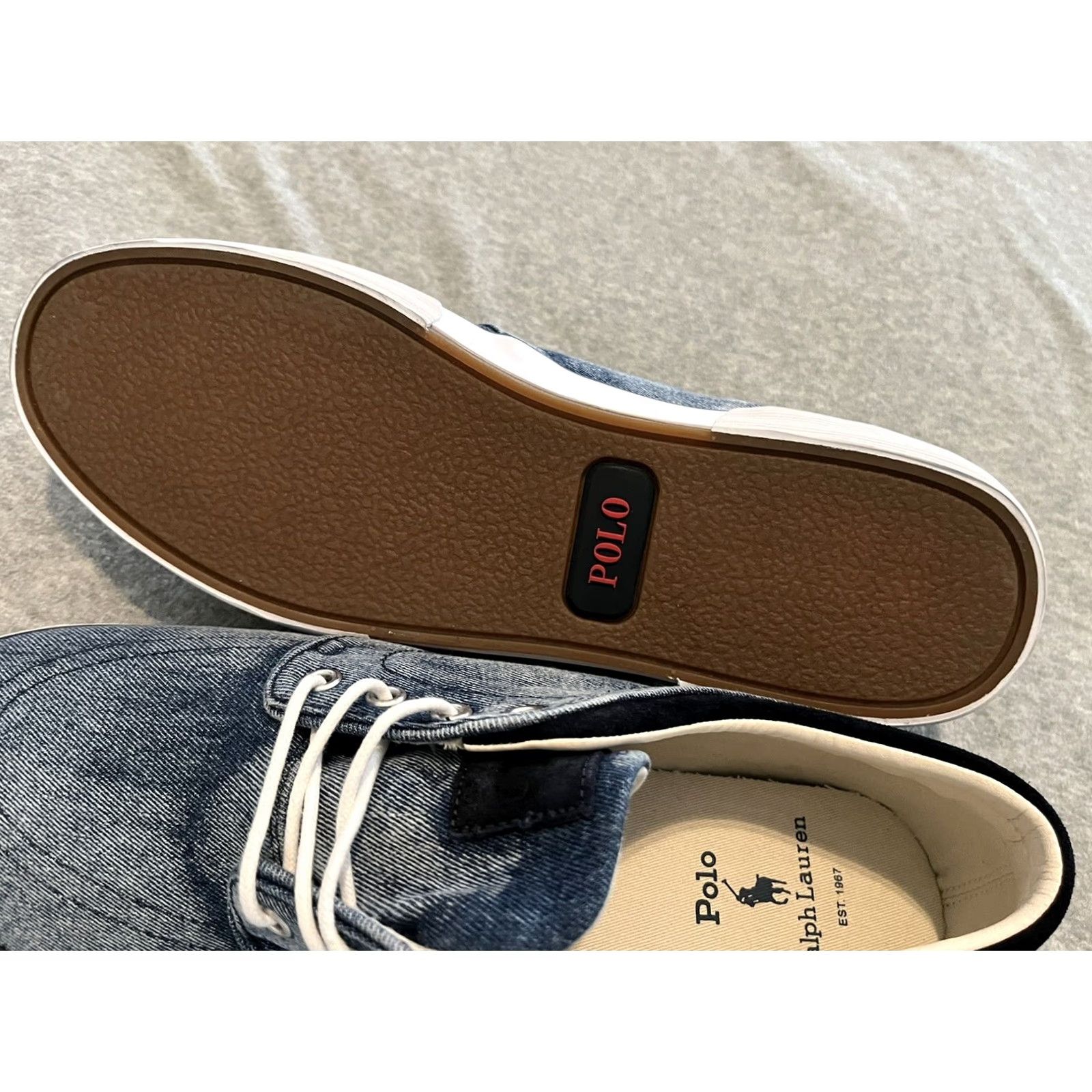 Polo Ralph Lauren Polo Ralph Lauren Faxon Low Denim Swan Suede Pony Shoes Mens Size 12 New Size US L / EU 52-54 / 3 - 8 Thumbnail