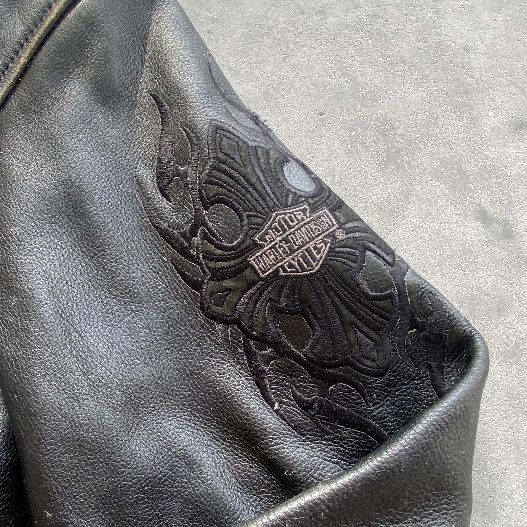 Harley Davidson Vintage 90s Harley Davidson Leather Jacket Black Punk Biker Size US L / EU 52-54 / 3 - 3 Thumbnail