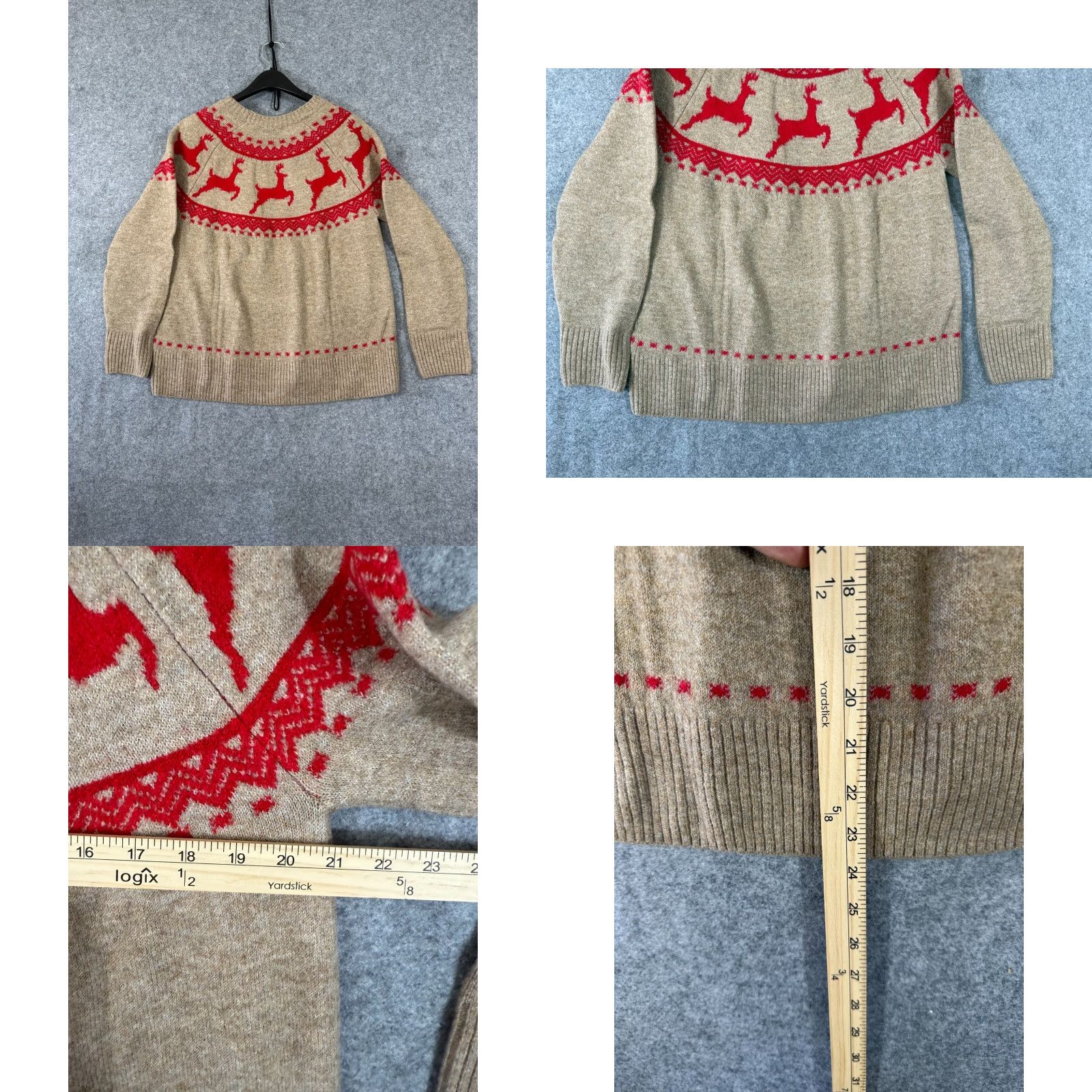 Vince Camuto Vince Camuto Holiday Sweater Womens M Brown Red Reindeer Fair Isle Stretch NWT Size M / US 6-8 / IT 42-44 - 9 Thumbnail