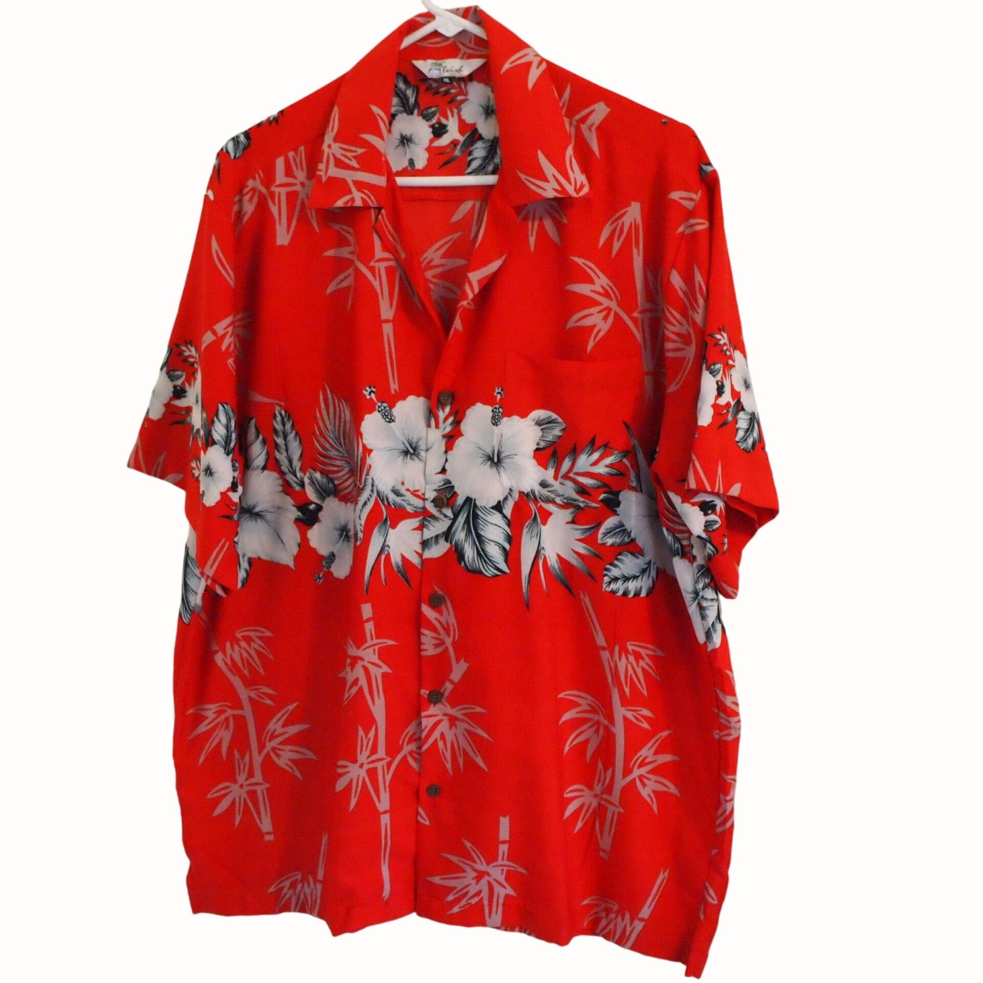 Other Alvish Men’s Hawaiian Shirt XL Red Floral Bamboo Tropical Size US XL / EU 56 / 4 - 1 Thumbnail