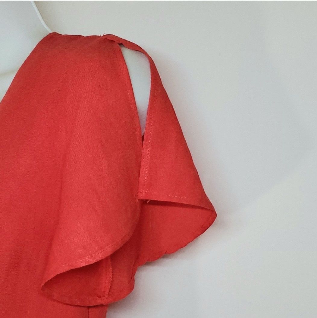 Lulus LuLu's Dress Sze XS Red Keyhole Split Flutter Sleeve Summer Size XS / US 0-2 / IT 36-38 - 5 Thumbnail