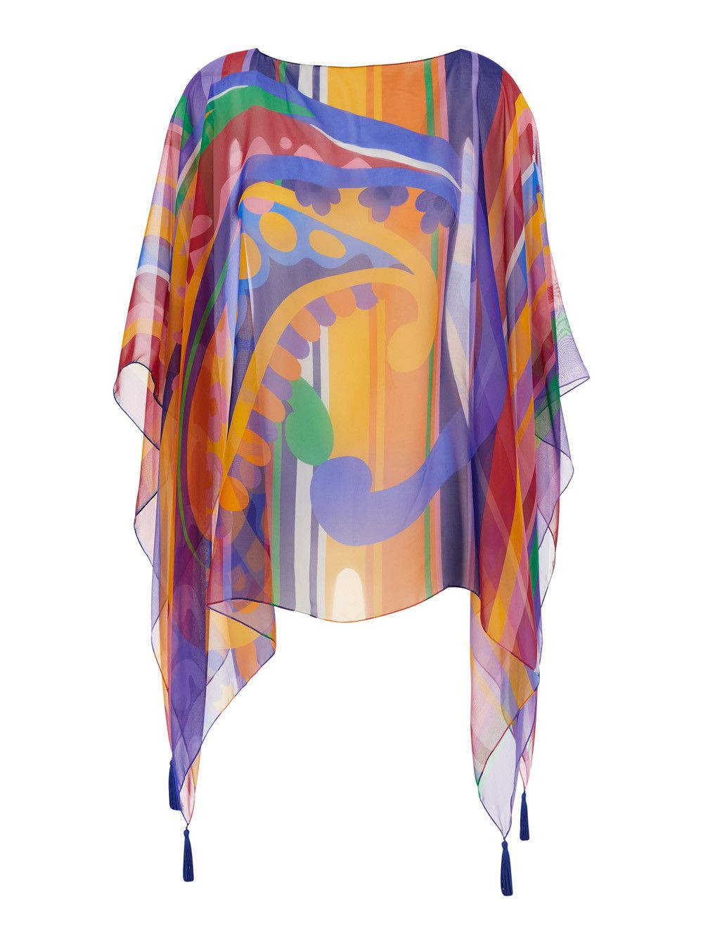 Etro Multicolor Cape with All-Over Print and Silk Tassel Detail for Women Size M / US 6-8 / IT 42-44 - 1 Thumbnail
