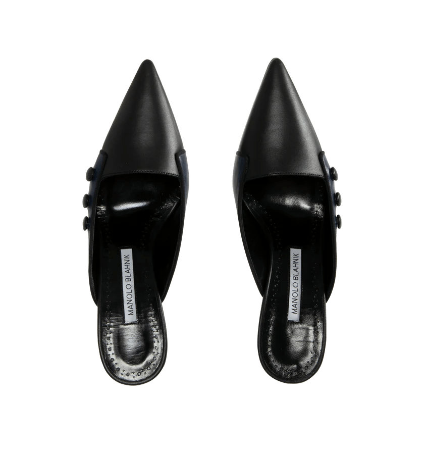 Manolo Blahnik o1h1sh11225 Stateiramu Mule in Black/Navy Size US 8.5 / IT 38.5 - 3 Thumbnail