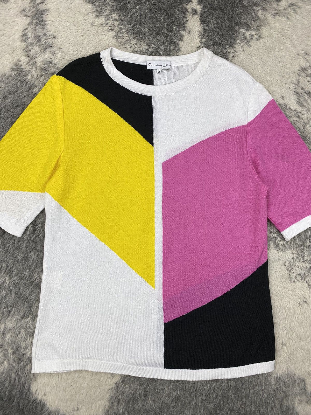 Christian Dior Monsieur × Dior Vintage CHRISTIAN DIOR Parallelograms Geometric Knit Shirt Size M / US 6-8 / IT 42-44 - 7 Thumbnail
