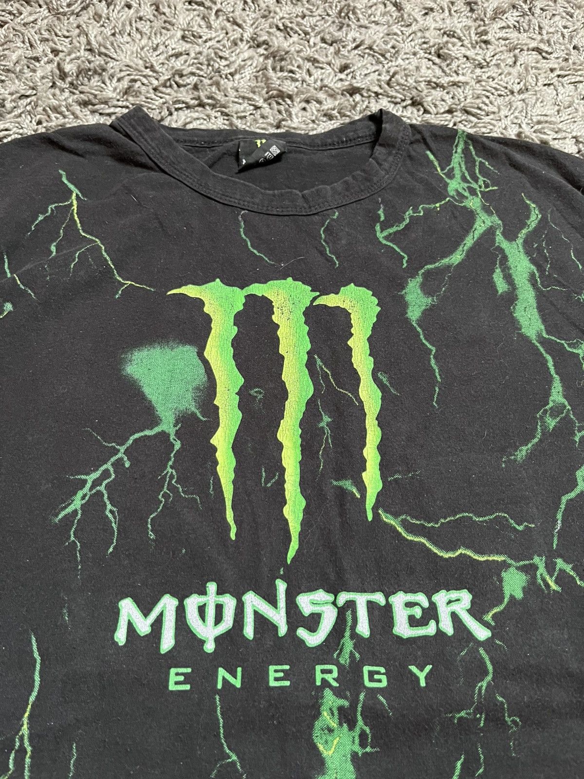Vintage Rare Monster Energy "Thunder" All Over Print Tee Grunge Y2K Size US M / EU 48-50 / 2 - 3 Thumbnail