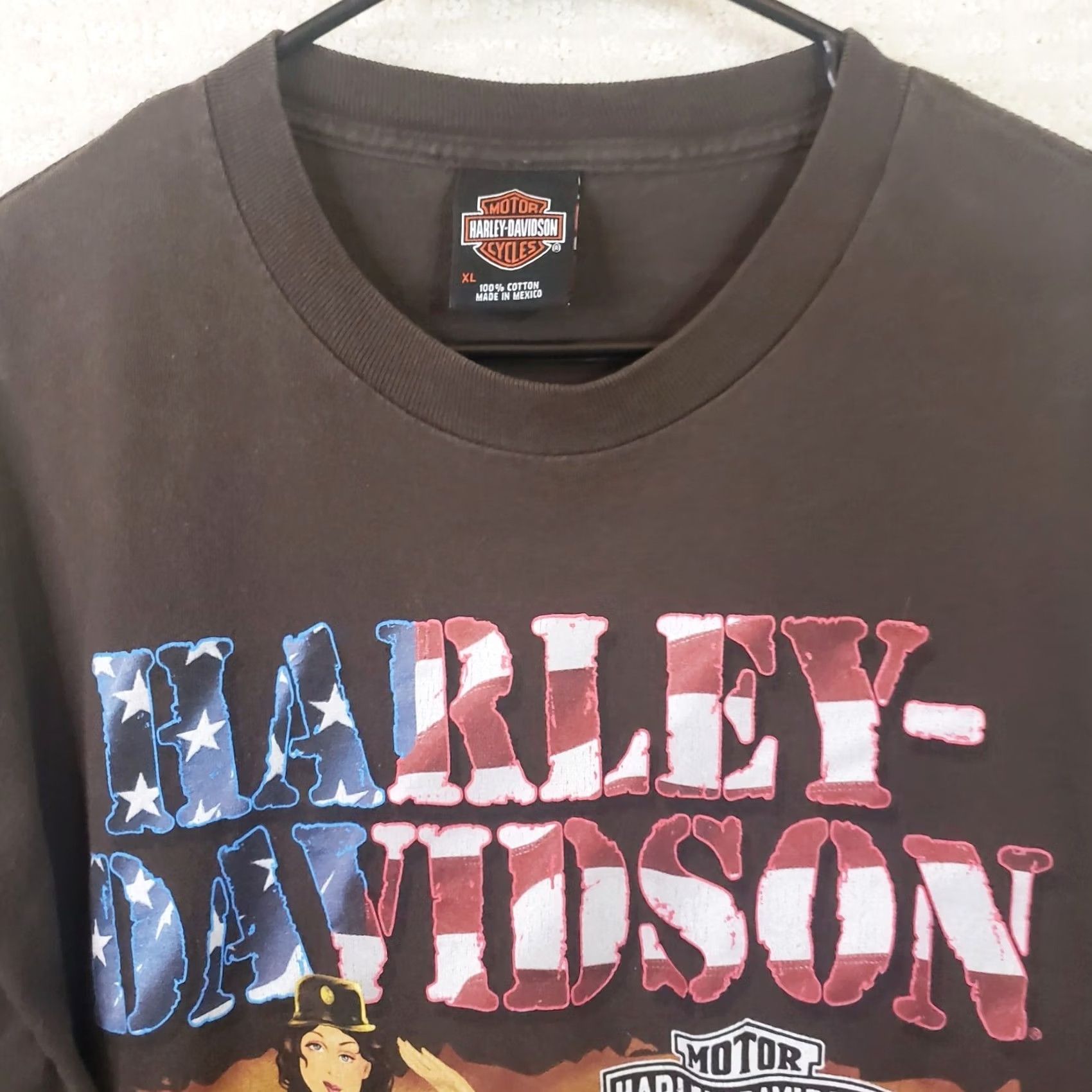 Harley Davidson Harley-Davidson Shirt Mens XL Brown Patriotic USA Graphic Print Double-Sided Crew Neck Short Sleeve T-Shirt Size US XL / EU 56 / 4 - 4 Thumbnail