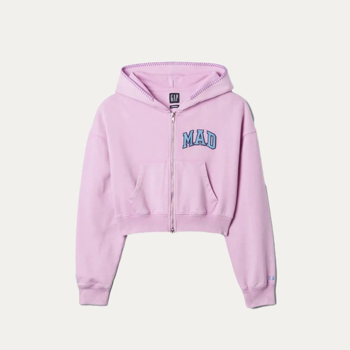 Gap x MadHappy Lavender Full Zip Cropped Mad Logo Hoodie