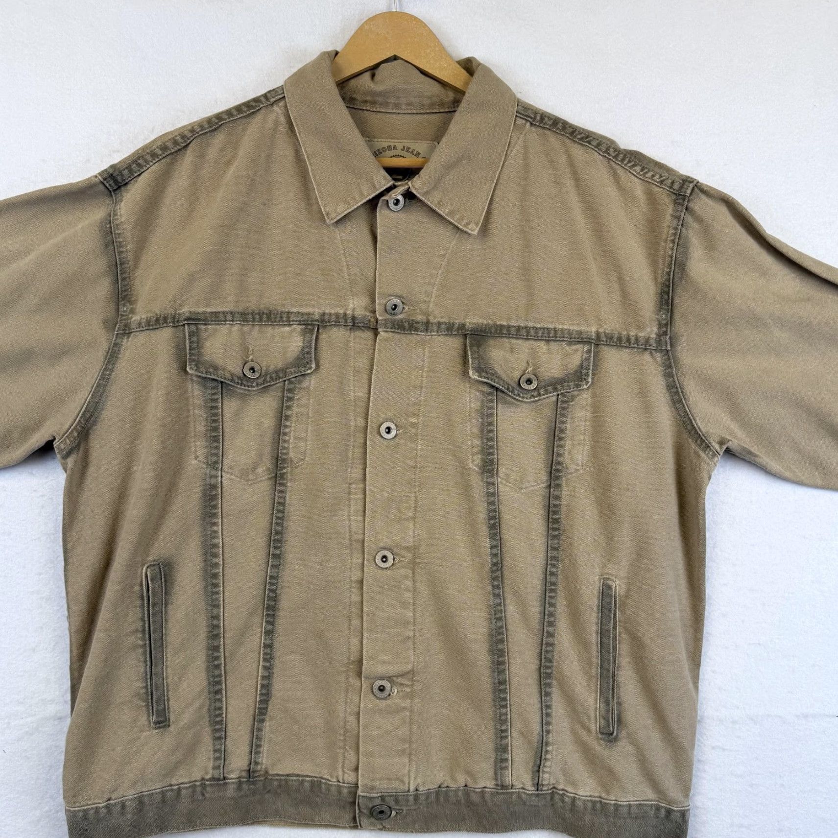Vintage VINTAGE Arizona Jean Co Jacket Mens L Tan Cotton Canvas Trucker Made USA 00s Military Jacket Casual Workwear Beige Pattern Solid Buttons Mens Size US 33 - 4 Thumbnail