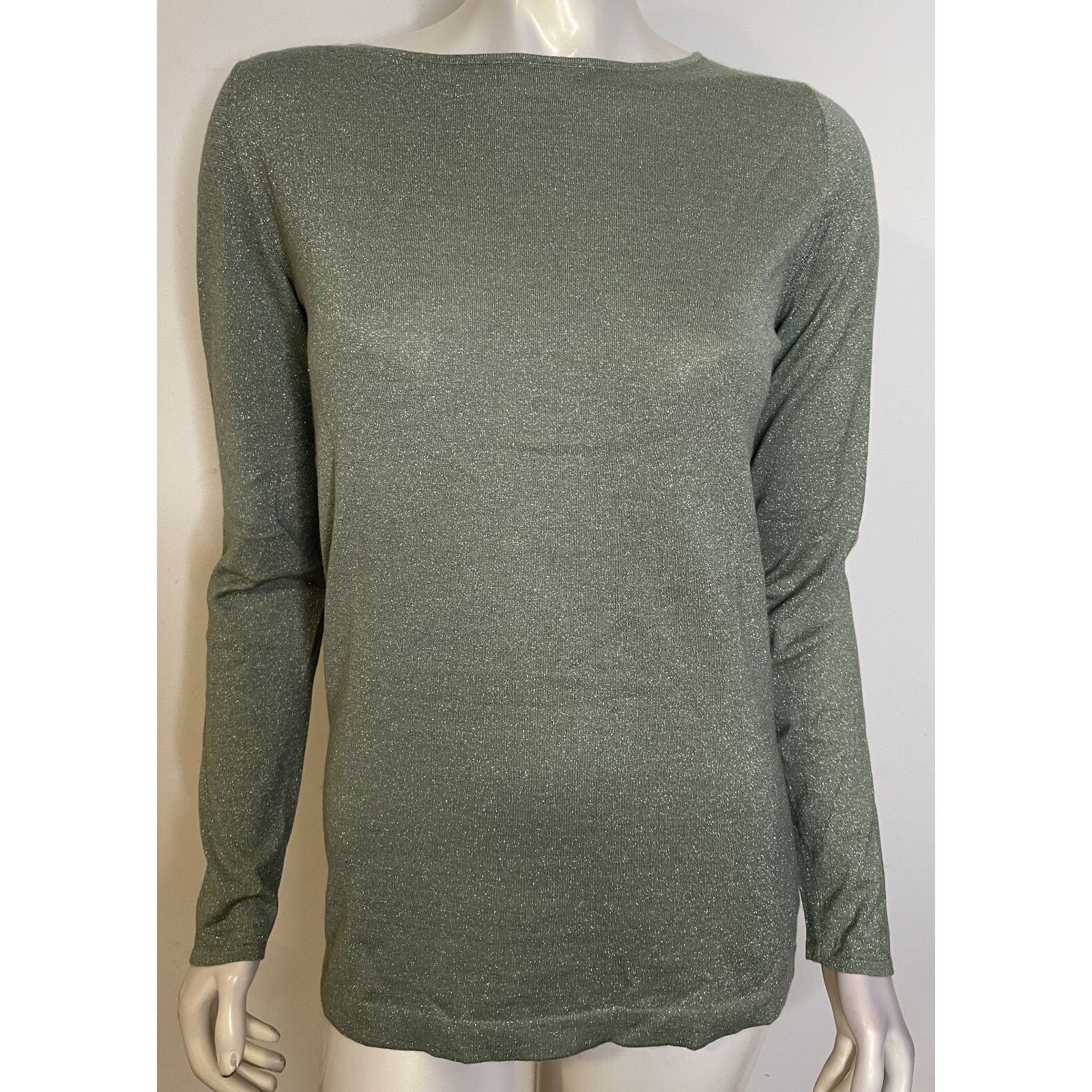 Brunello Cucinelli Brunello Cucinelli Green Sparkle Cashmere Silk LS Top XL Size XL / US 12-14 / IT 48-50 - 1 Thumbnail