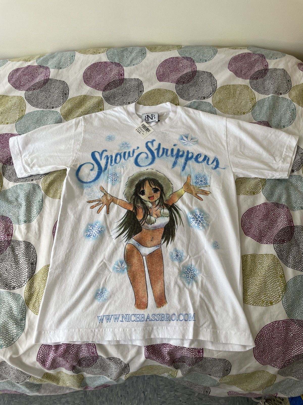image of Snow Strippers X Online Ceramics Anime Girl Tour 2024 Shirt in White, Men's (Size Small)