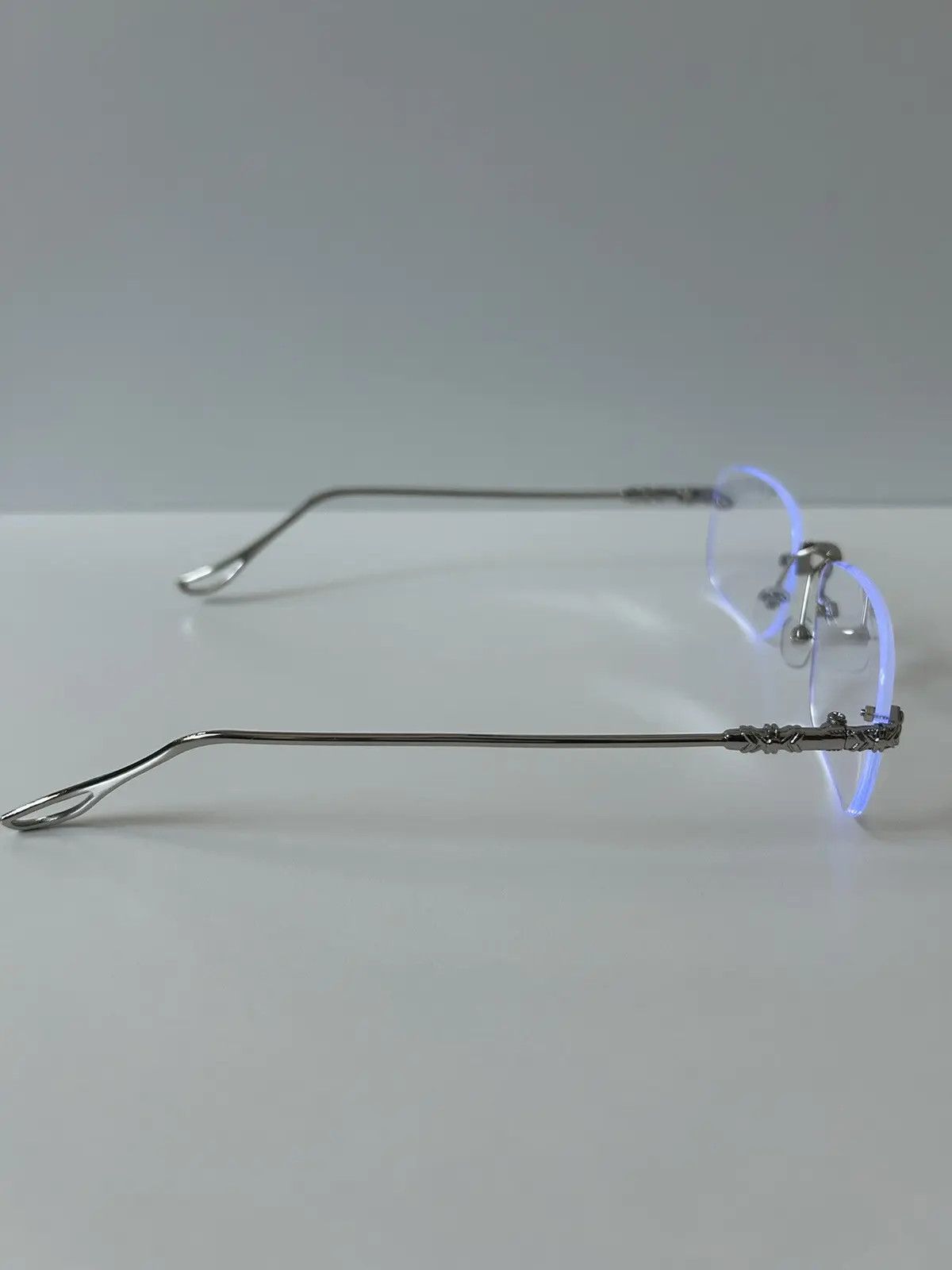 Japanese Brand × Vintage 90s Y2K style silver cross rimless blue tint lux glasses Size ONE SIZE - 5 Thumbnail