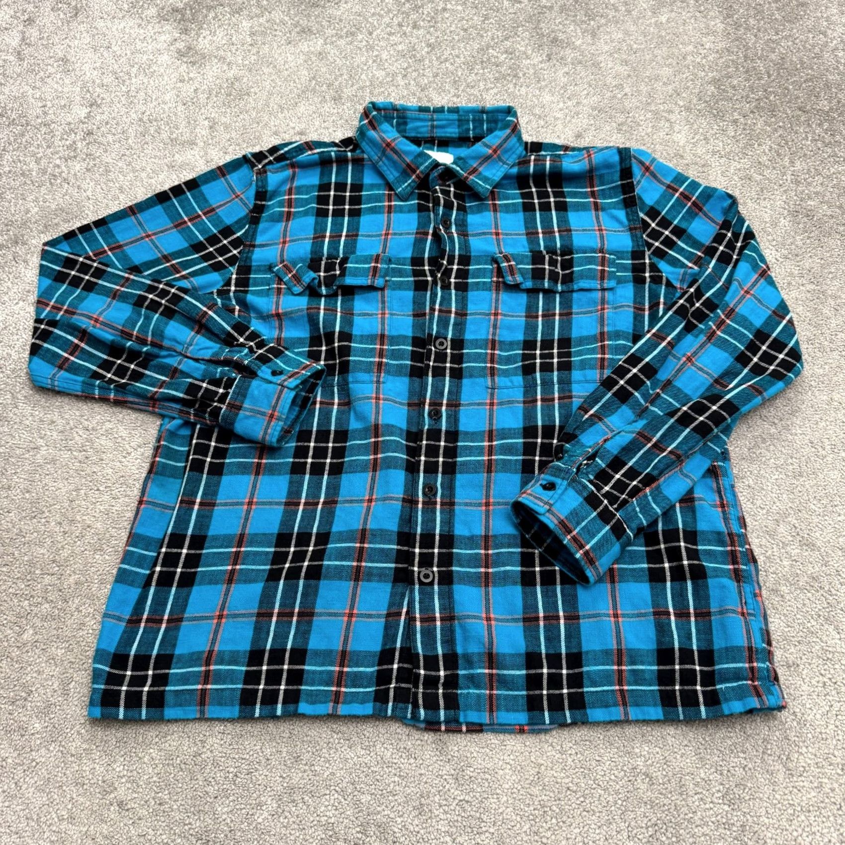 American Eagle Outfitters American Eagle Flannel Shirt Mens XL Blue Black Plaid Long Sleeve Button-Up Cotton Casual Size US XL / EU 56 / 4 - 2 Thumbnail